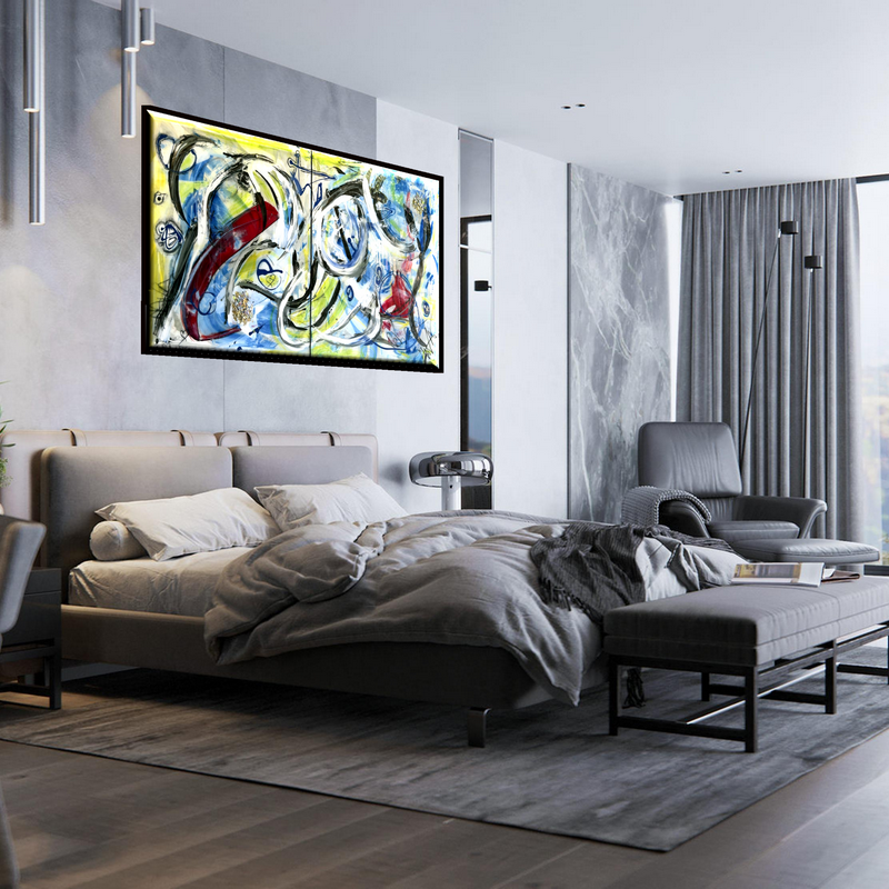 FREEDOM Abstract Expressionist Diptych Acrylic Painting (2023)