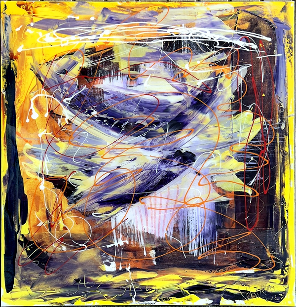 PEACE Abstract Expressionist Diptych Acrylic Painting (2023)