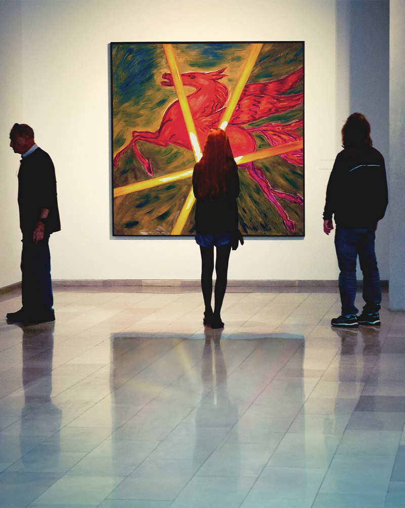 Vivid Red Pegasus Oil Painting (2005)