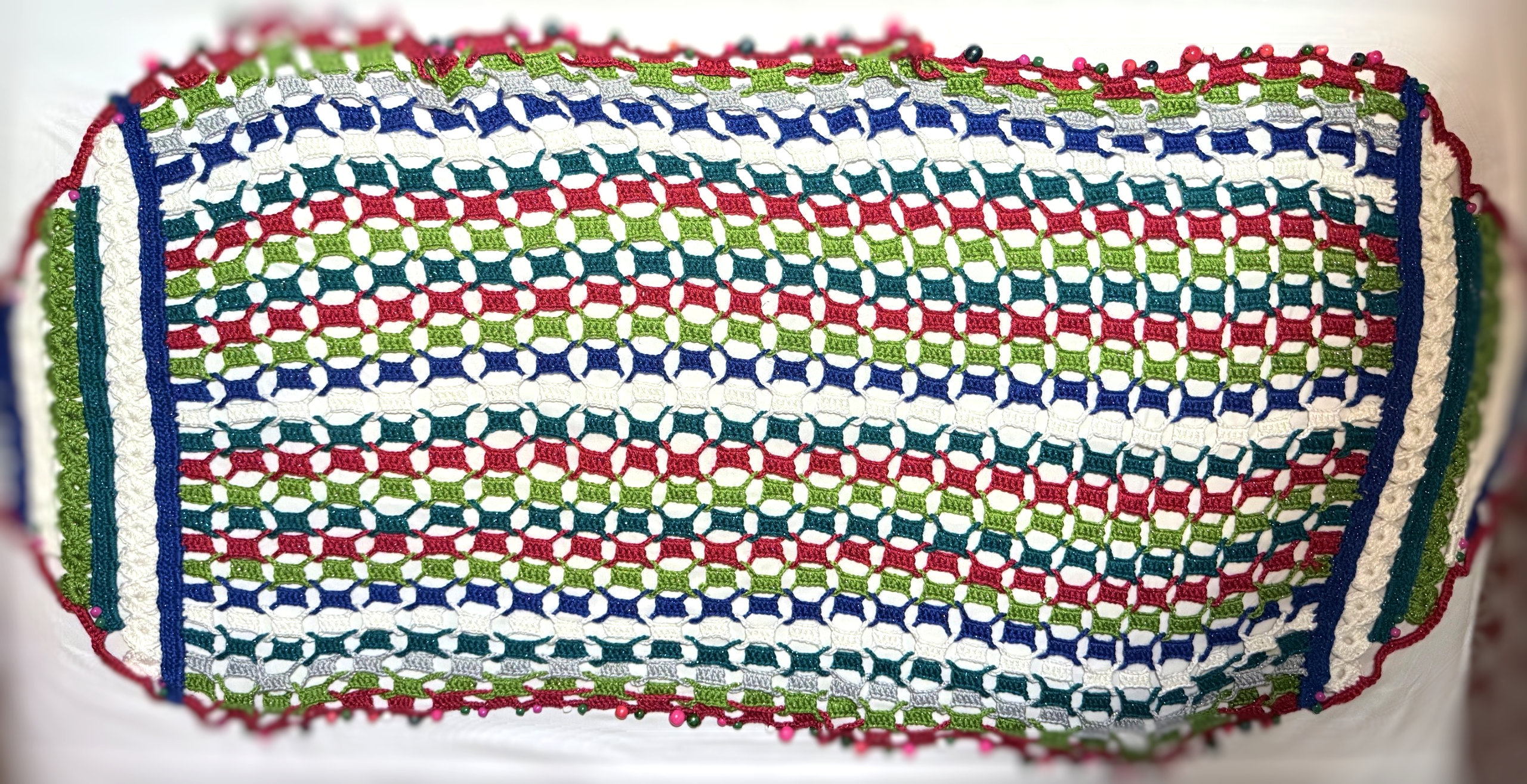 Handmade Crochet Christmas Table Stretchy Runner (up to 70 x 20 )