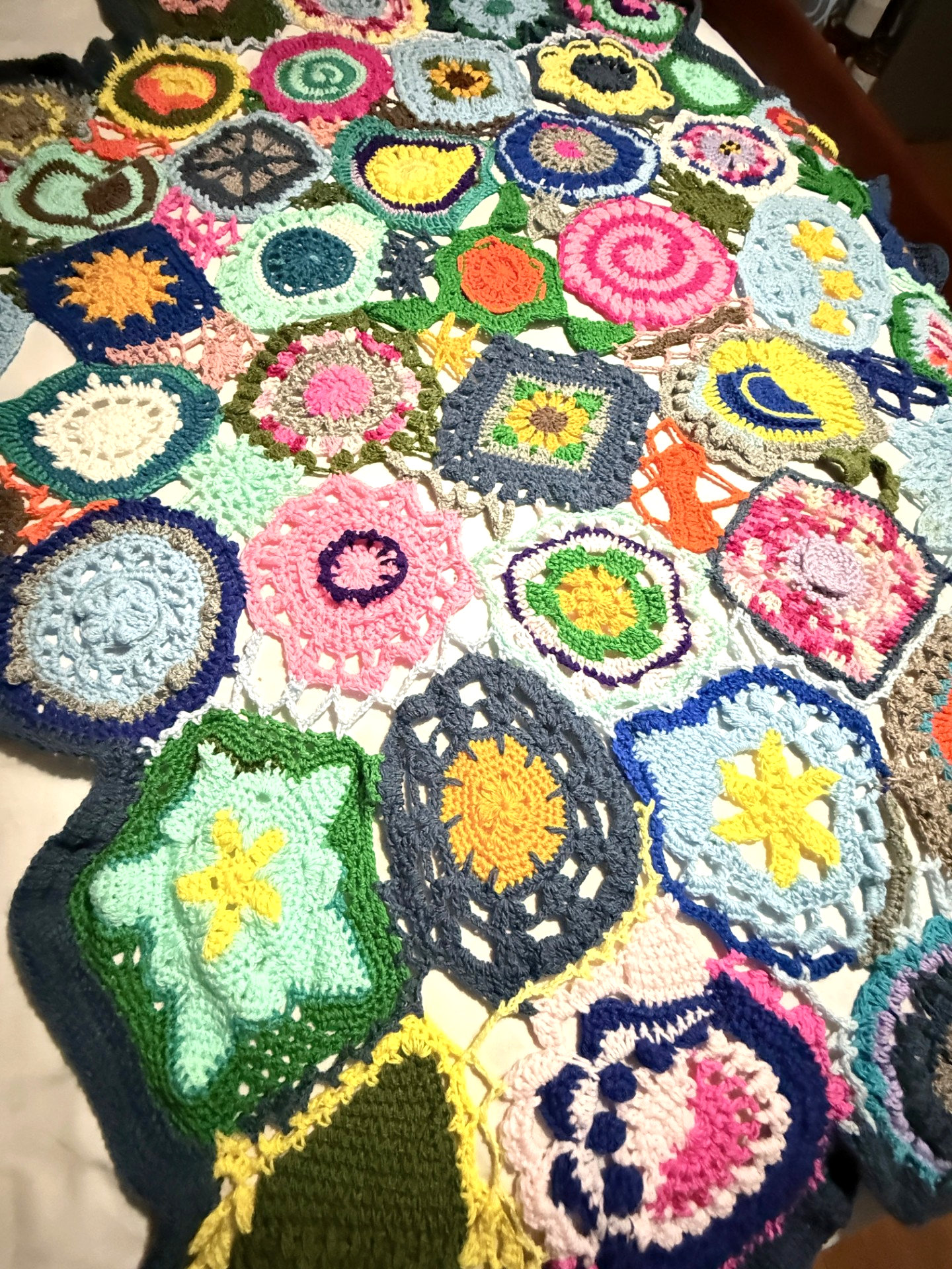 Handmade Colorful Crochet Tablecloth/Throw ( 48 x 60 )