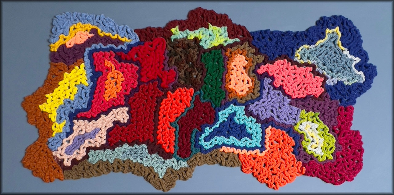 Colorful Abstract Crochet Wall Canvas ( 24 x 48 x 1.5 )