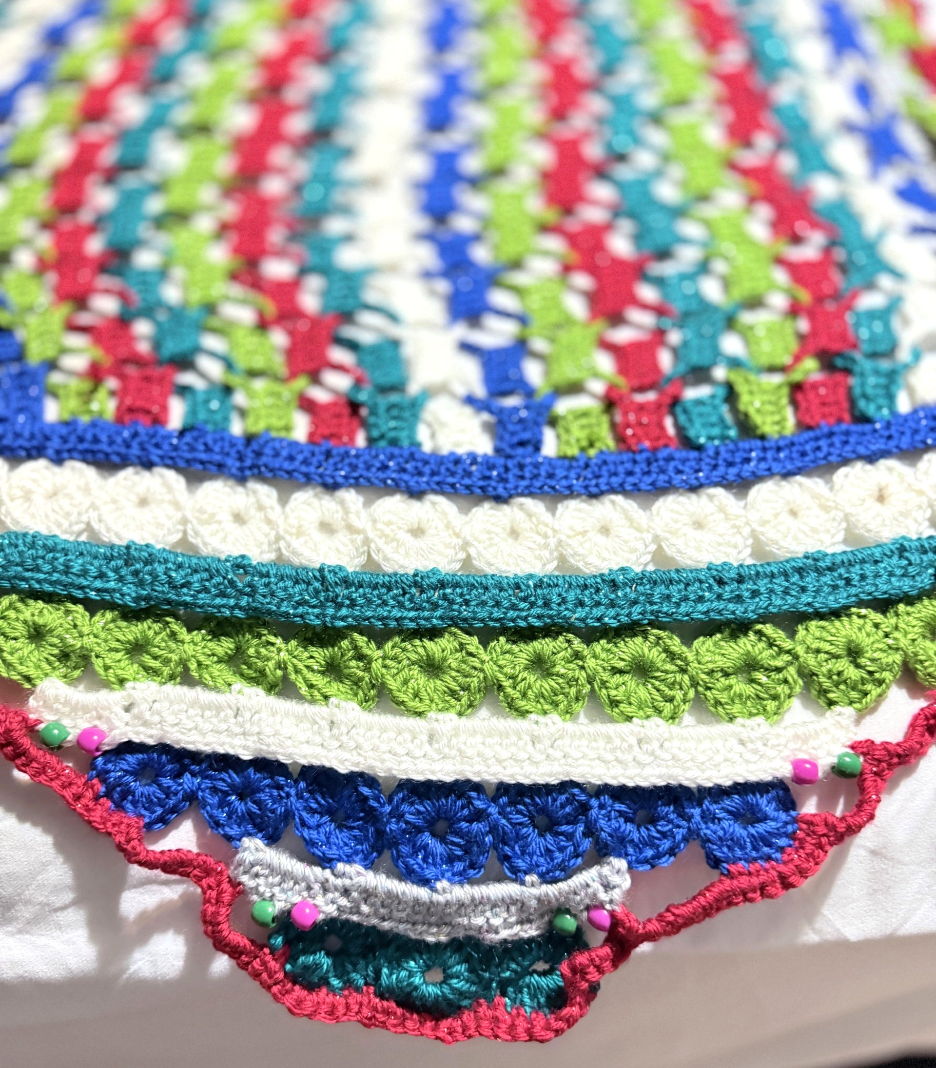 Handmade Crochet Christmas Table Stretchy Runner (up to 70 x 20 )