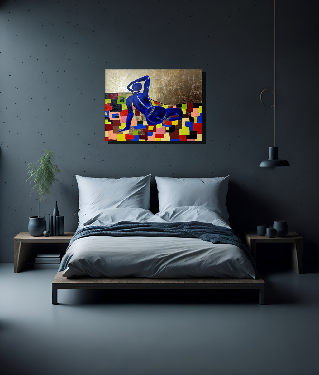 Abstract Blue Reclining Figure Painting (2017)