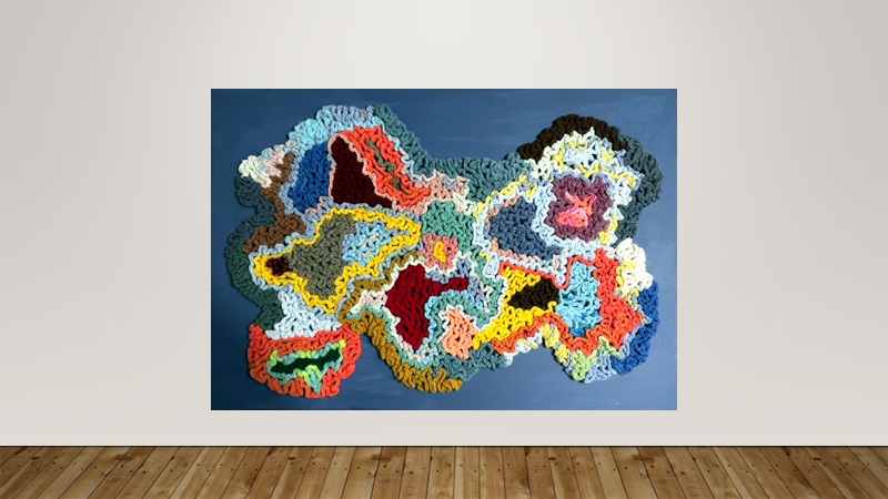 Handmade Abstract Crochet Wall Art on Canvas ( 24 x 36 x 1.5 )