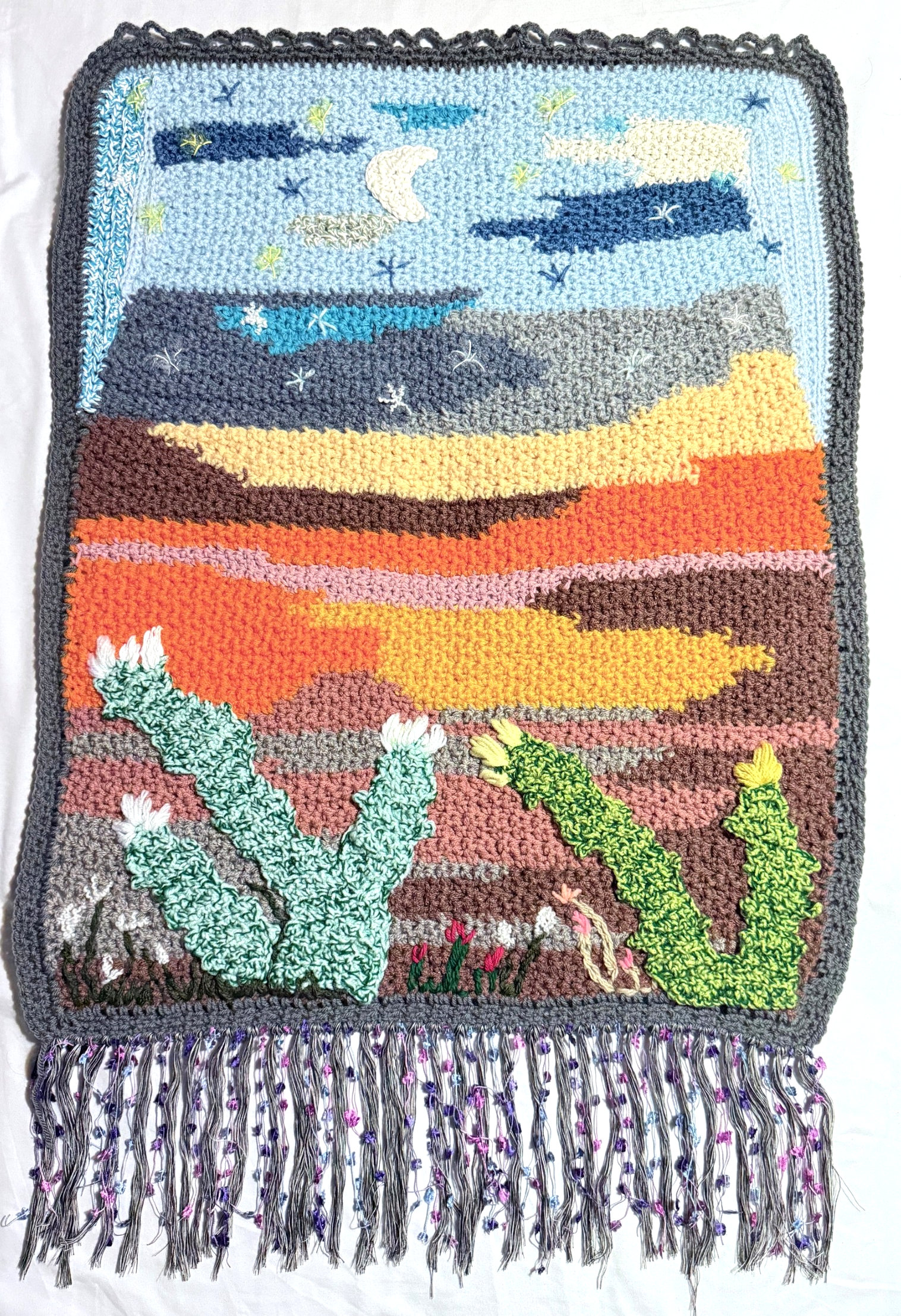 Desert Landscape Crochet Blanket ( 22 x 28 )