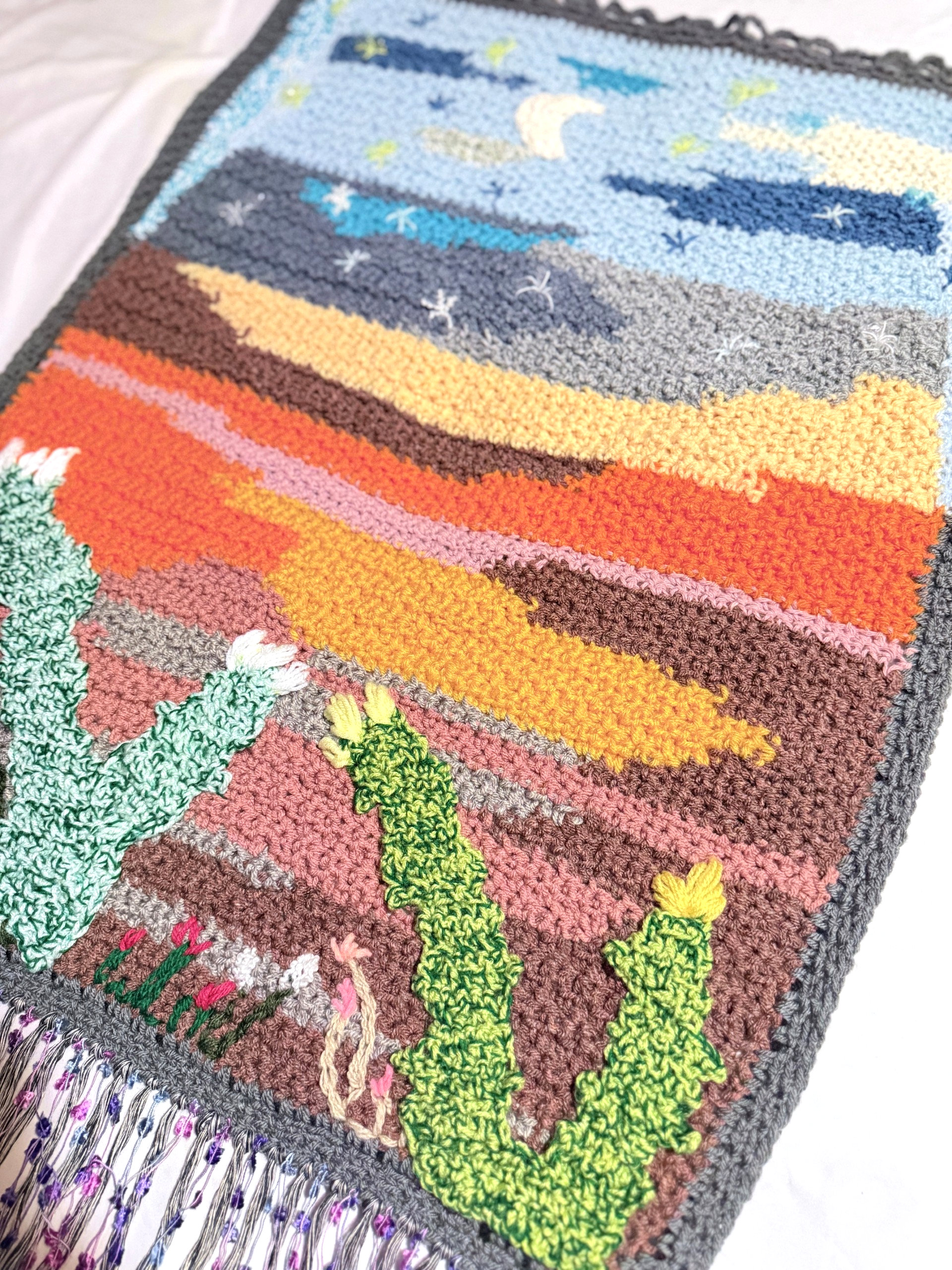 Desert Landscape Crochet Blanket ( 22 x 28 )