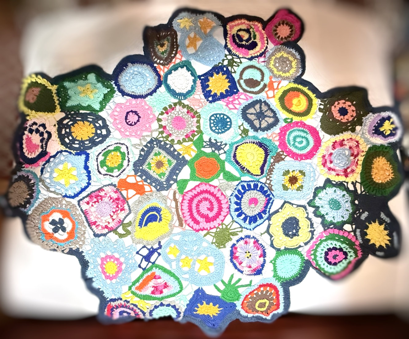 Handmade Colorful Crochet Tablecloth/Throw ( 48 x 60 )