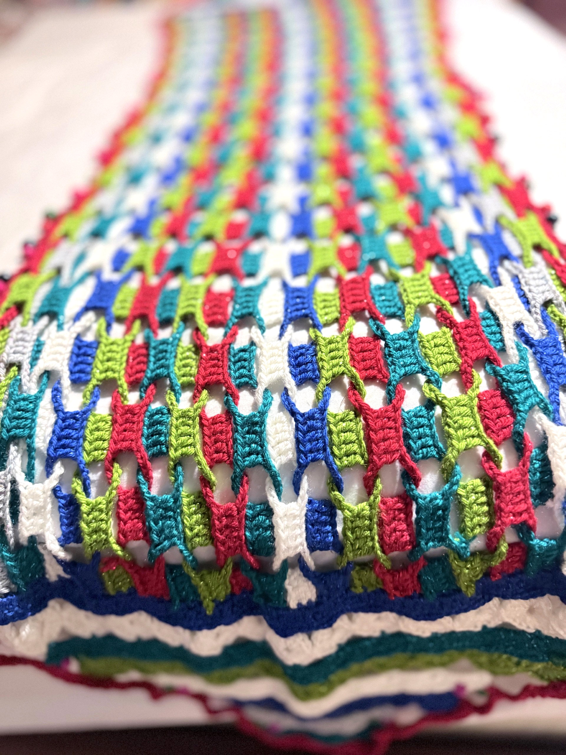 Handmade Crochet Christmas Table Stretchy Runner (up to 70 x 20 )