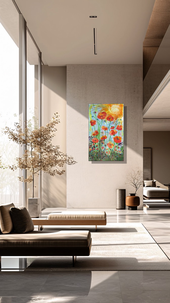 Hand-Painted Poppies Acrylic Artwork (2024)