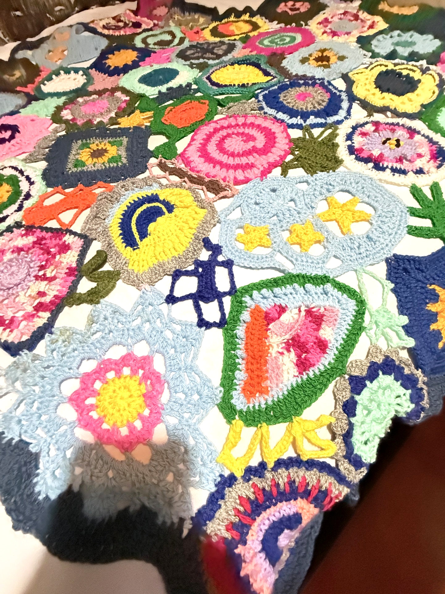 Handmade Colorful Crochet Tablecloth/Throw ( 48 x 60 )
