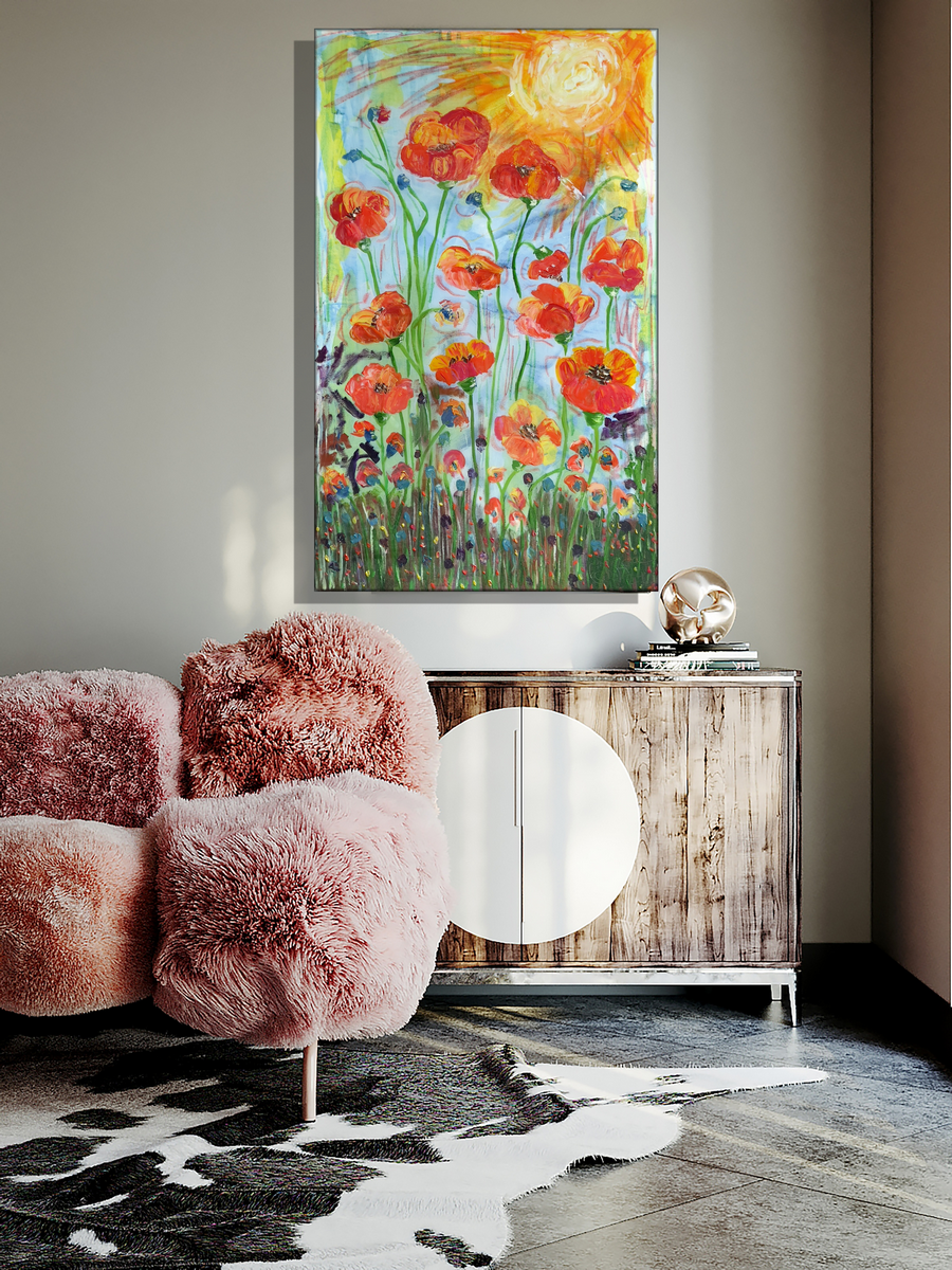 Hand-Painted Poppies Acrylic Artwork (2024)