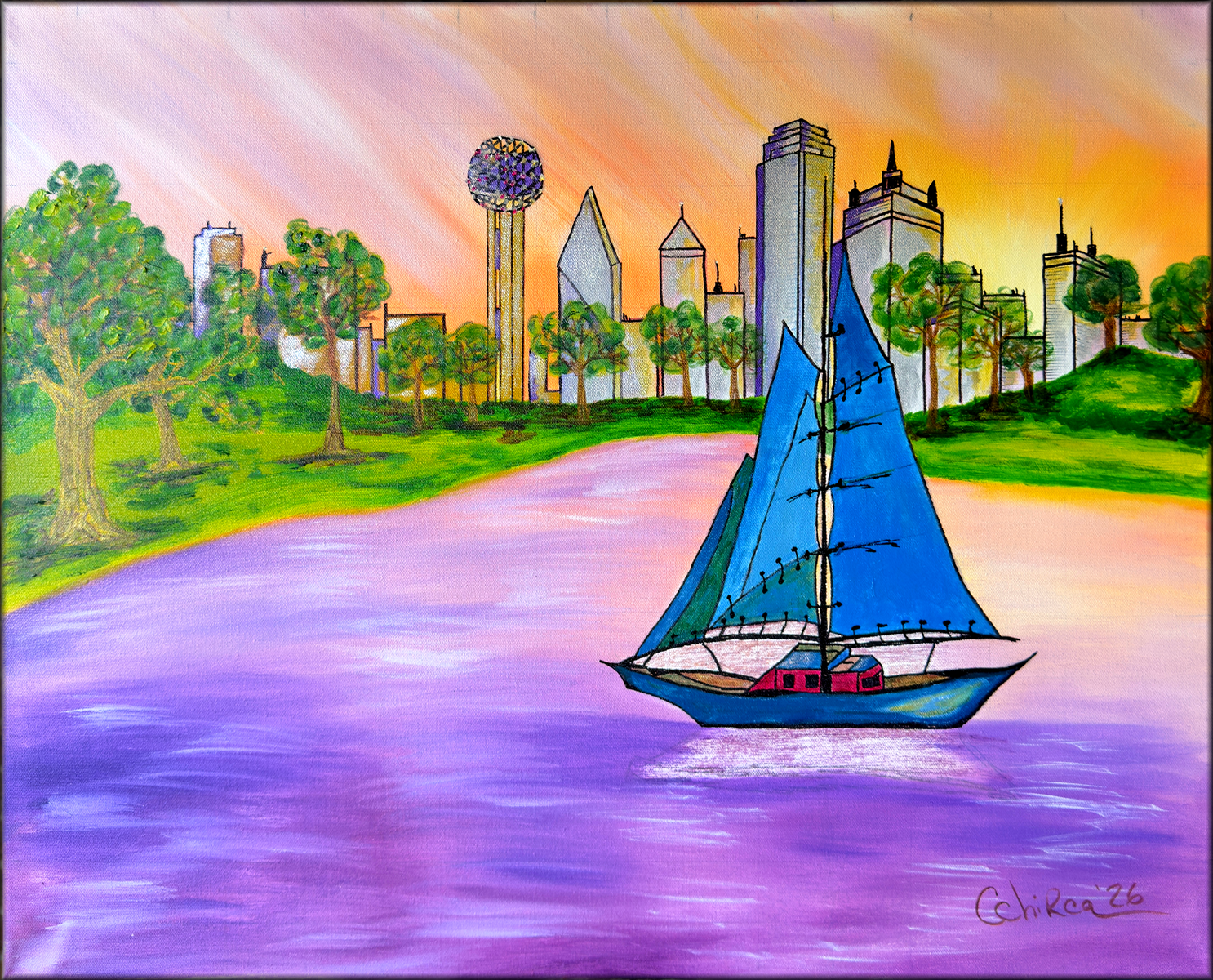Dallas White Rock Lake Sailboat at Sunset 2026