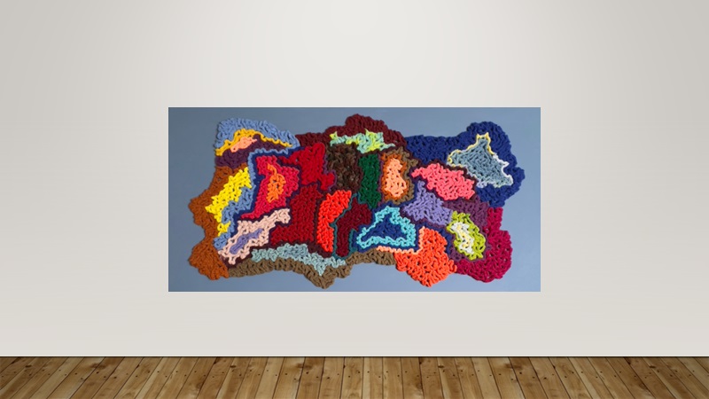 Colorful Abstract Crochet Wall Canvas ( 24 x 48 x 1.5 )