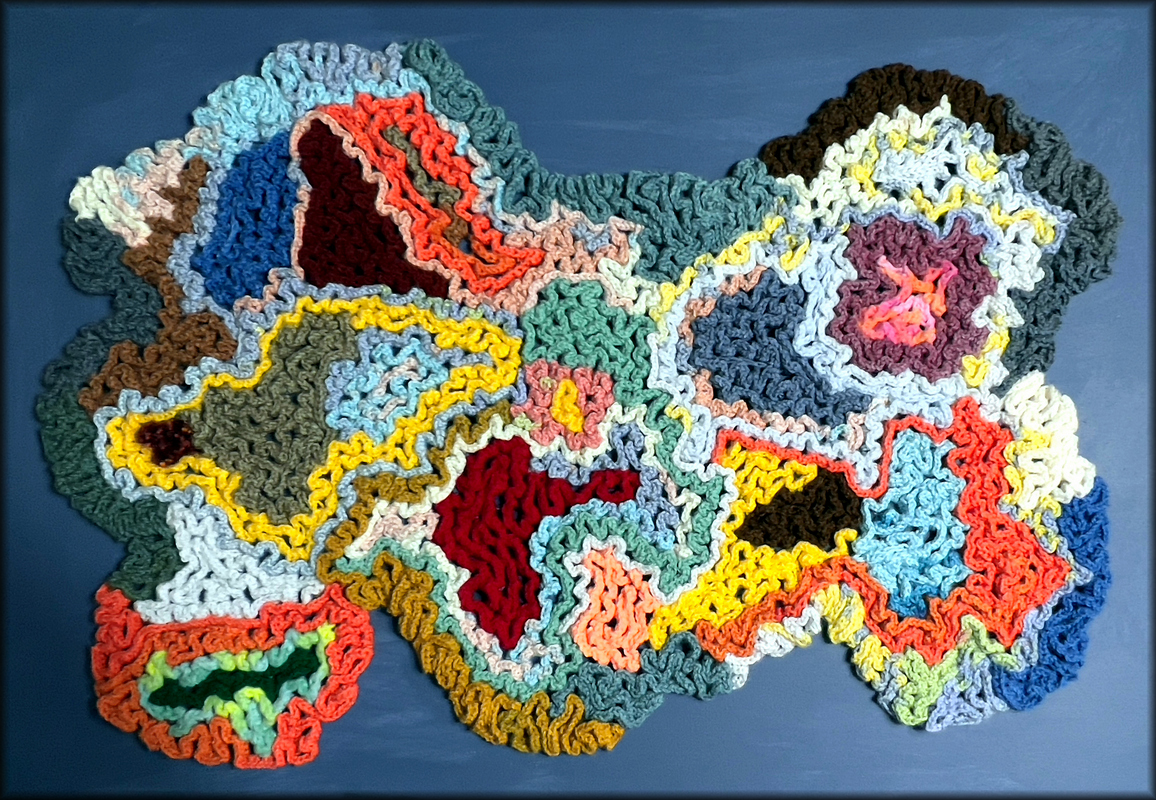 Handmade Abstract Crochet Wall Art on Canvas ( 24 x 36 x 1.5 )