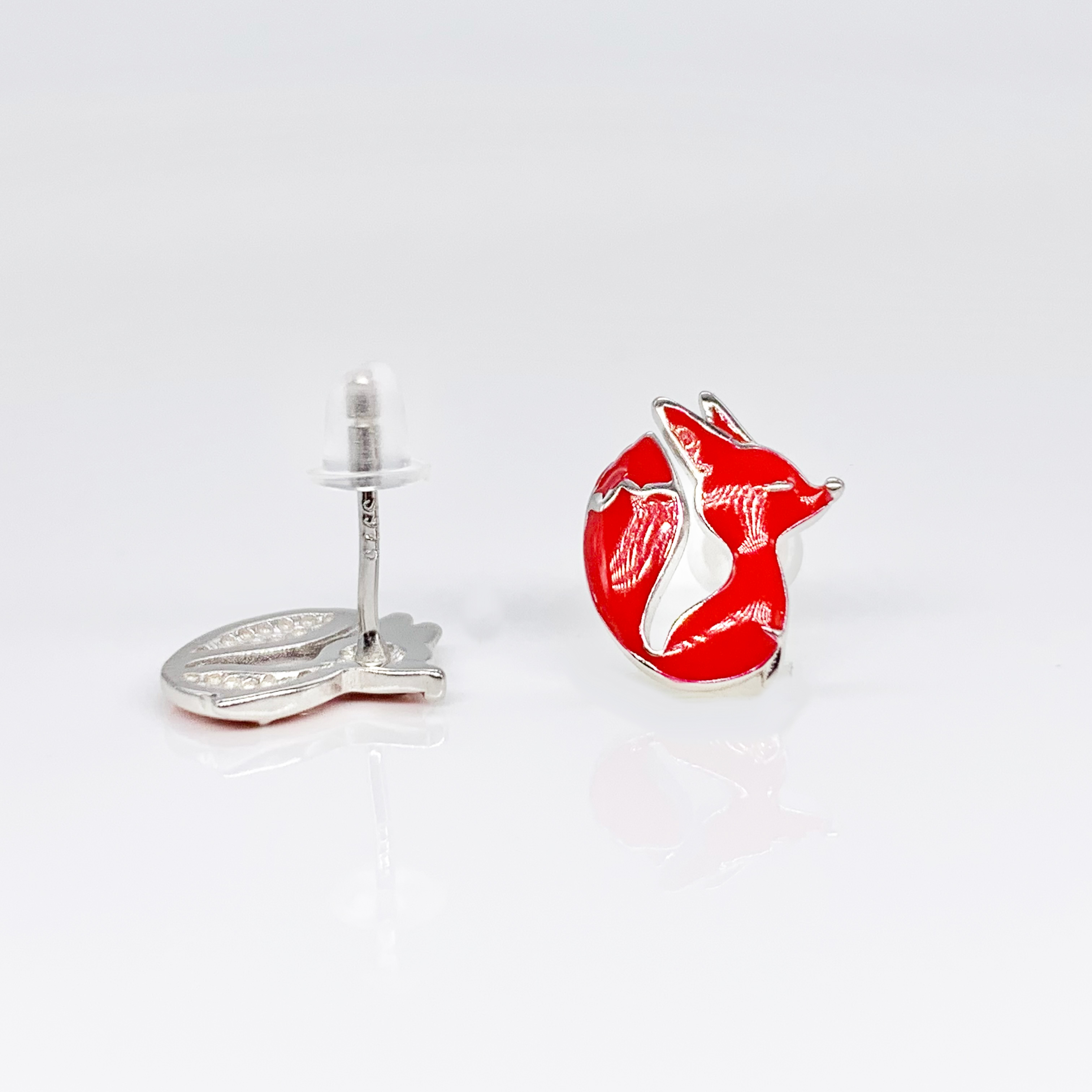 Red Fox Earrings-Premium Real S925 Sterling Silver