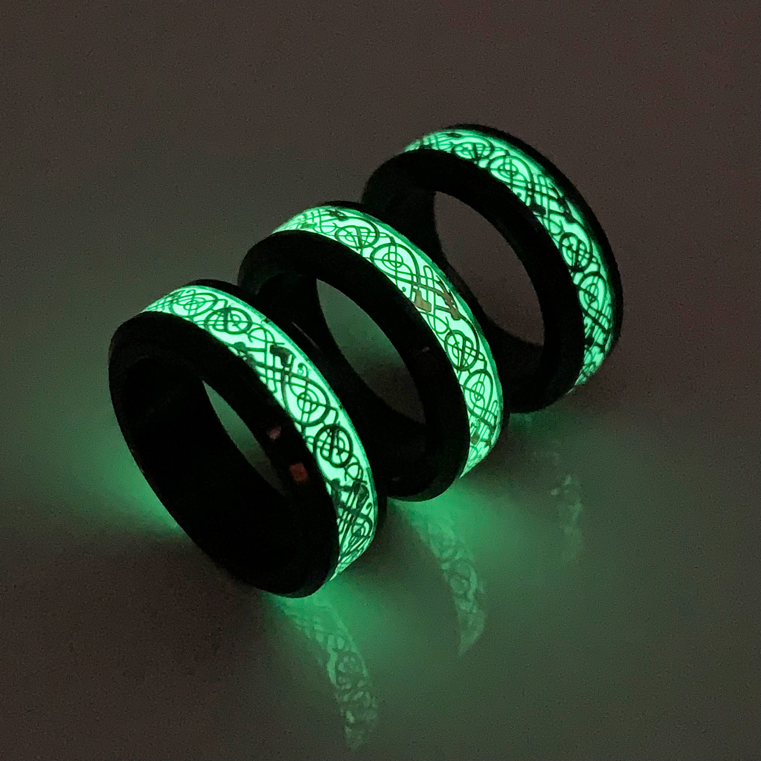 Glow Spinner Fidget Ring with Dragon Art