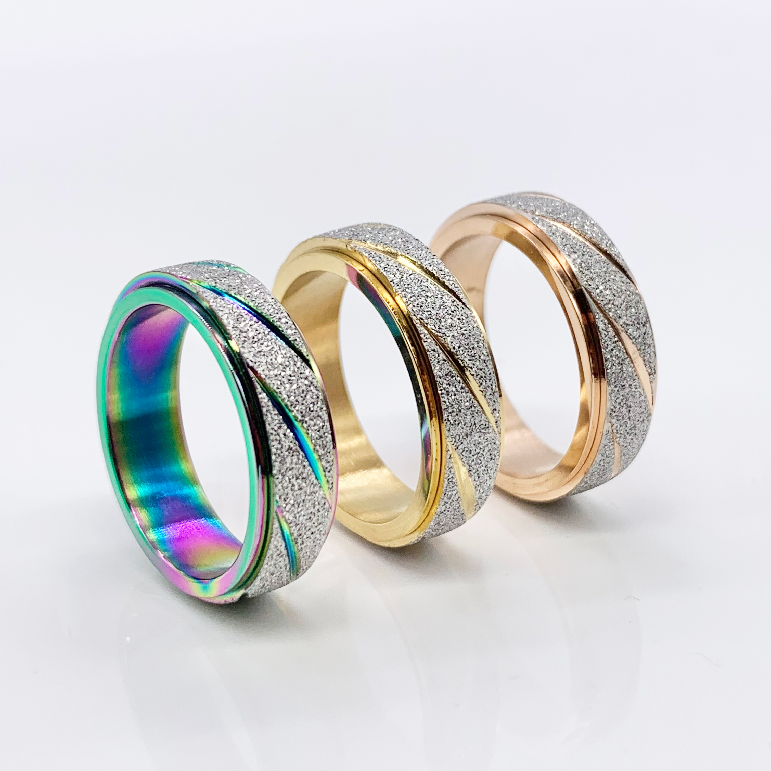 Stunning Stainless Steel Rose Gold | Gold | Colorful Spinner Fidget Ring