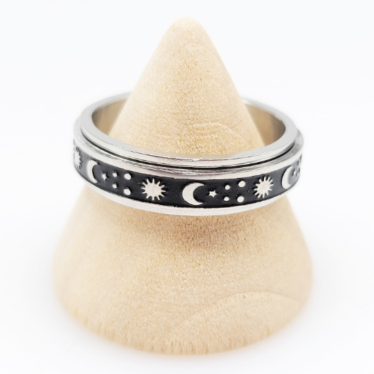  Sea Waves/ Stars, moons and Suns Spinner Fidget Ring