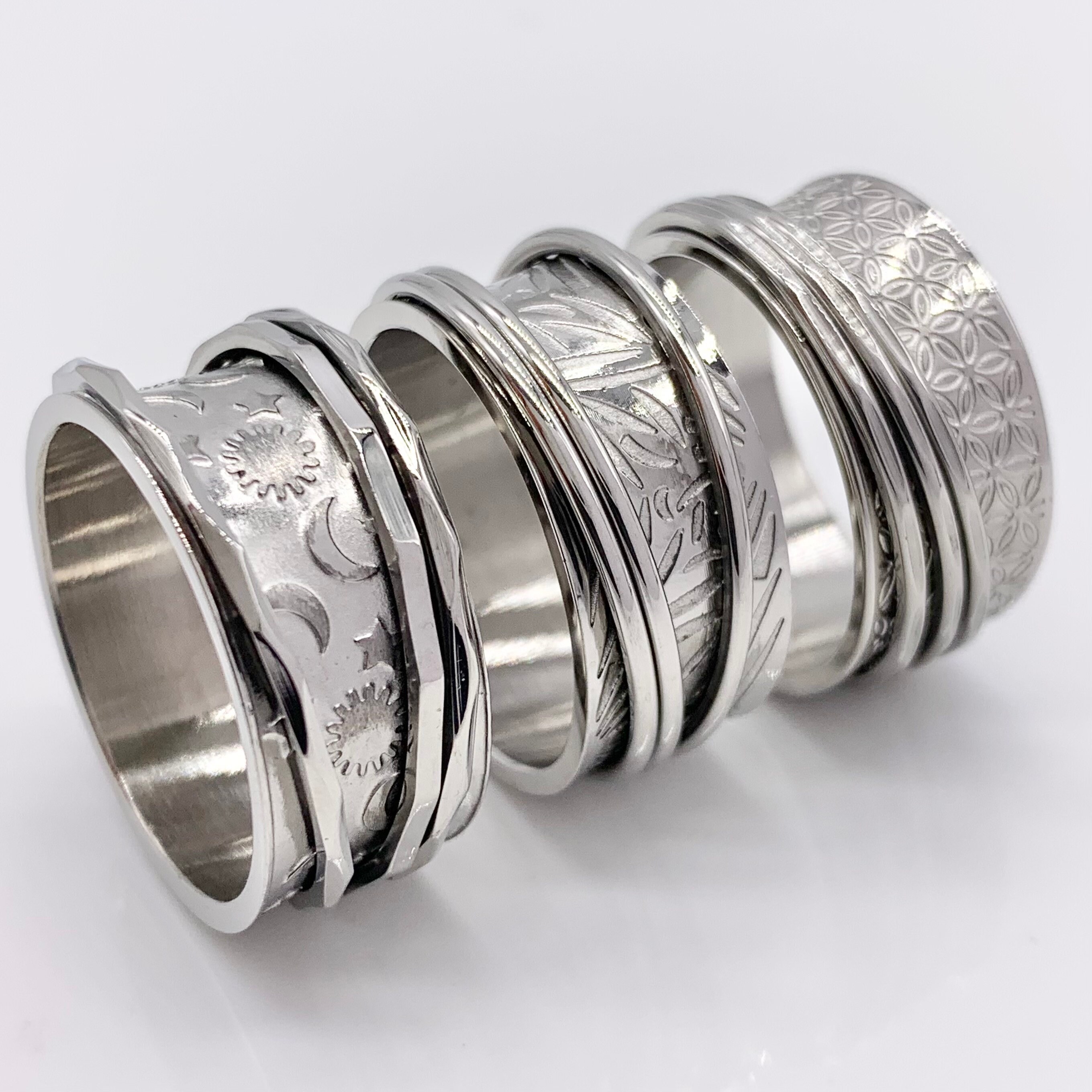 Wide Spinner Fidget Stainless Steel Ring