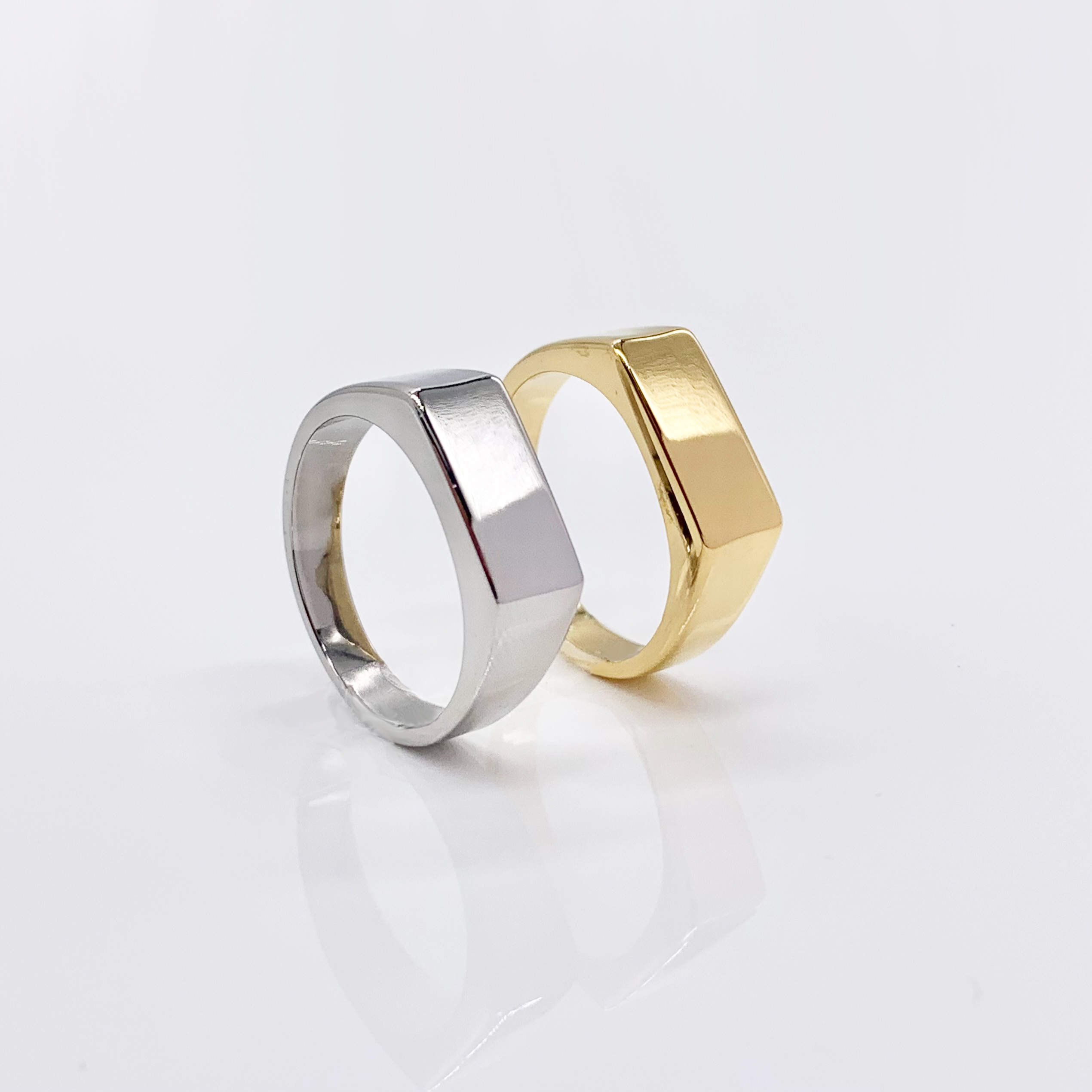 Rectangle Minimalist Stainless Steel Signet Gold/Silver Pinky Ring