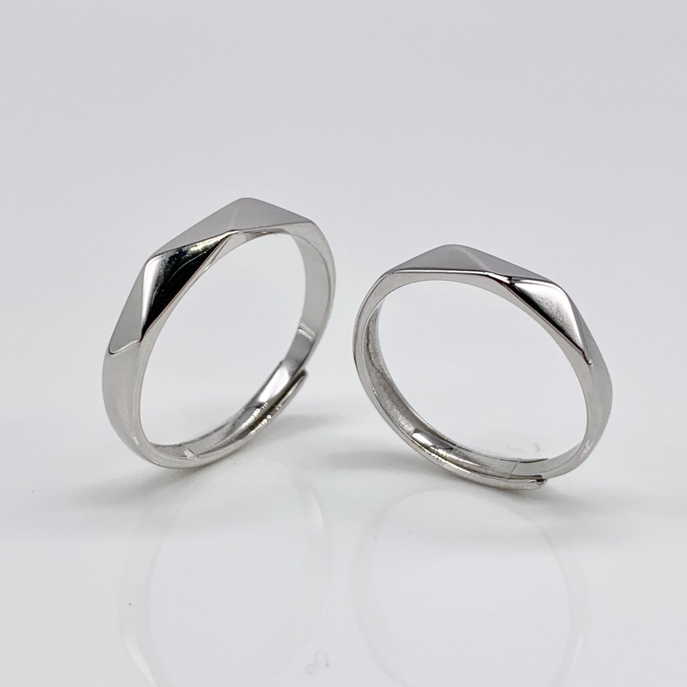Set of 2 Adjustable Couple Rings -Premium Real Silver S925