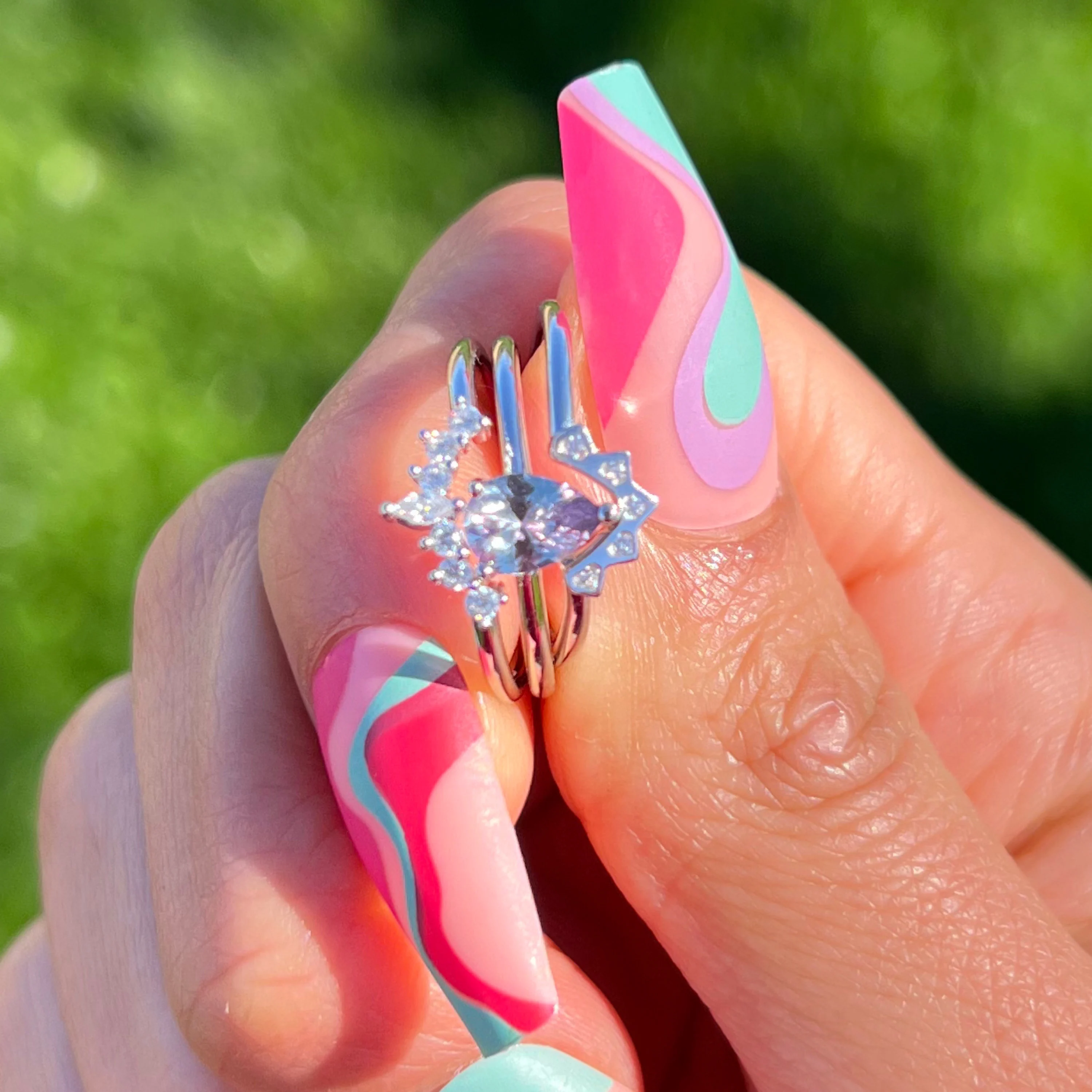 Set of 3 Alexandrite June Birthstone Ring-Premium Real Silver S925