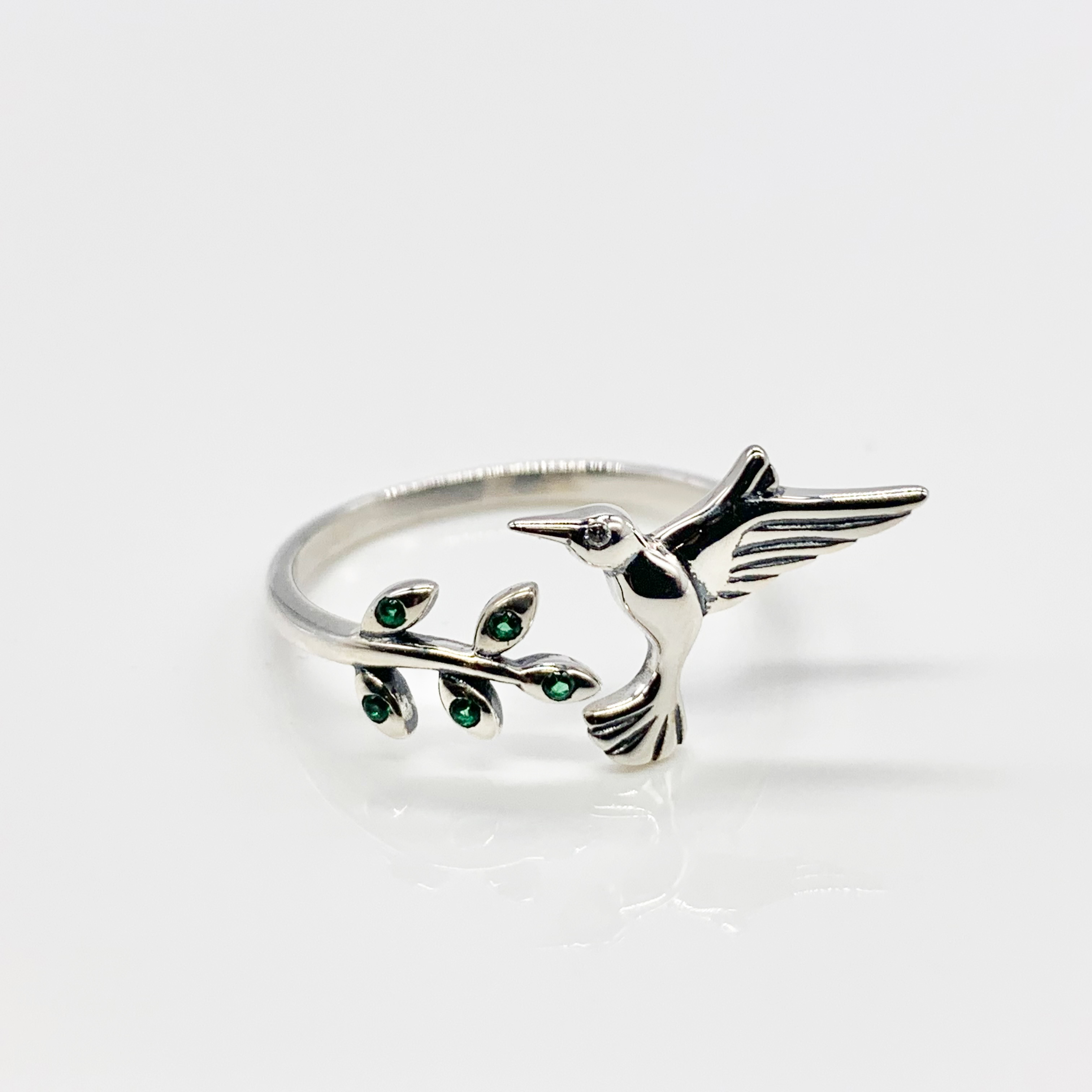 Hummingbird leaves adjustable Ring-Premium Real S925 Sterling Silver
