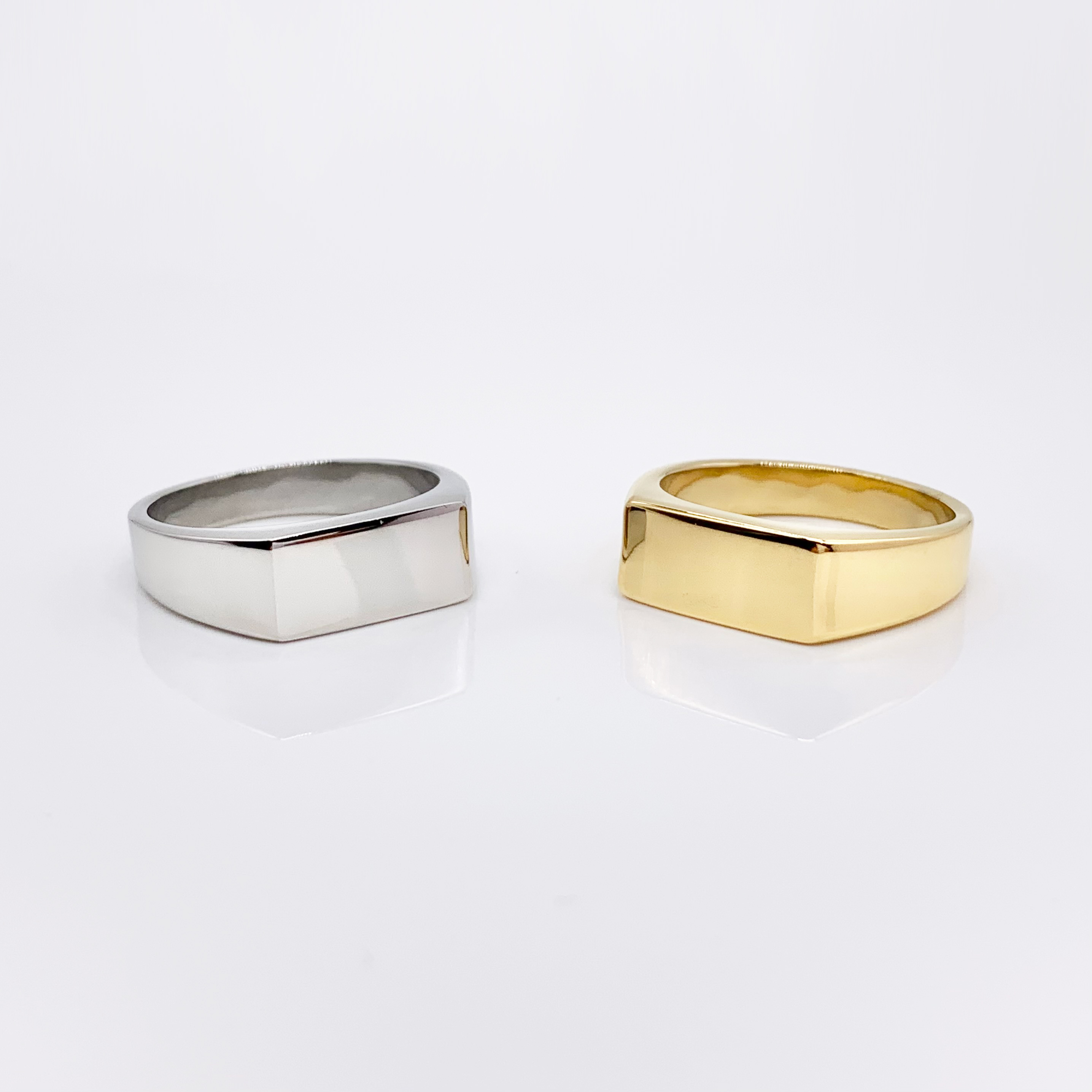 Rectangle Minimalist Stainless Steel Signet Gold/Silver Pinky Ring