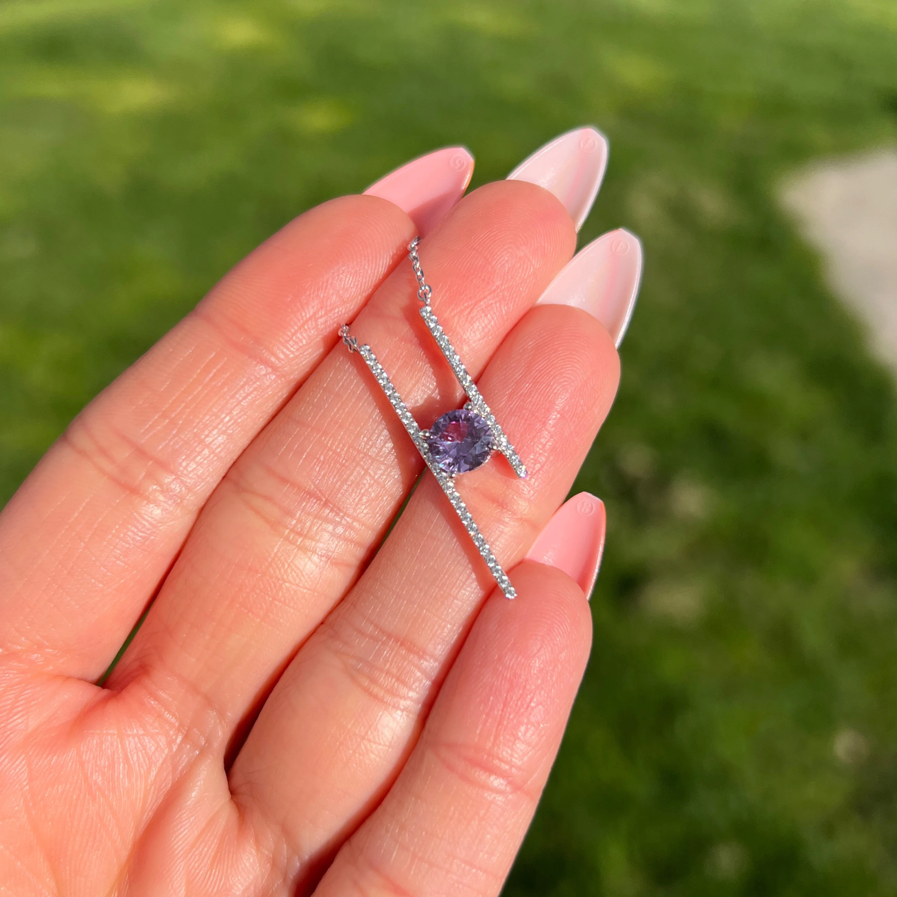 Adjustable Alexandrite Necklace - Premium Real Silver S925