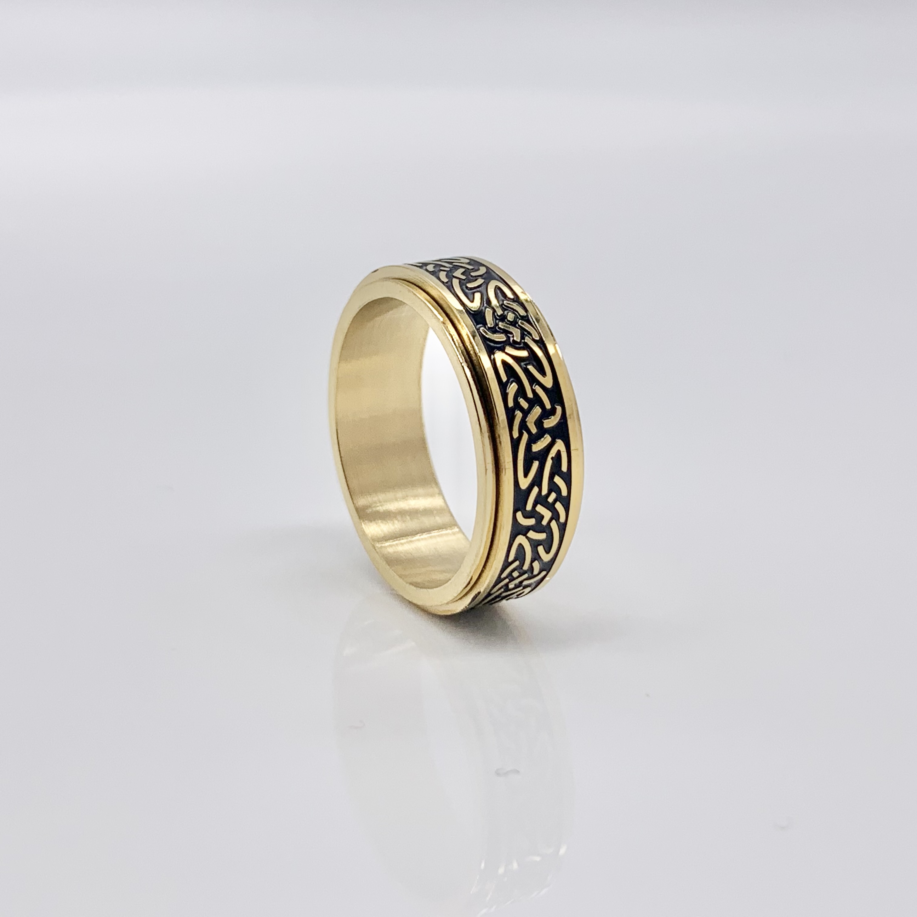 Stylish Stainless Steel Gold, Silver, and Black Fidget Rings