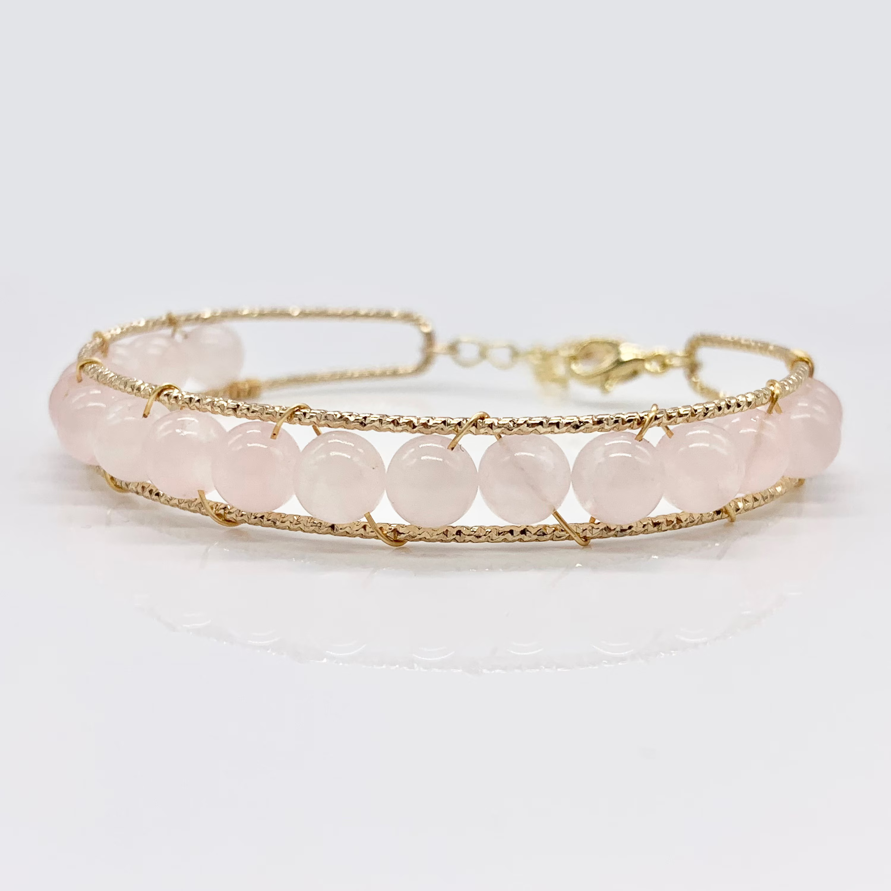 Rose Quartz | Pine Stone | Jadeite | Garnet Handmade Gemstone Adjustable copper bracelet plated with 14k gold