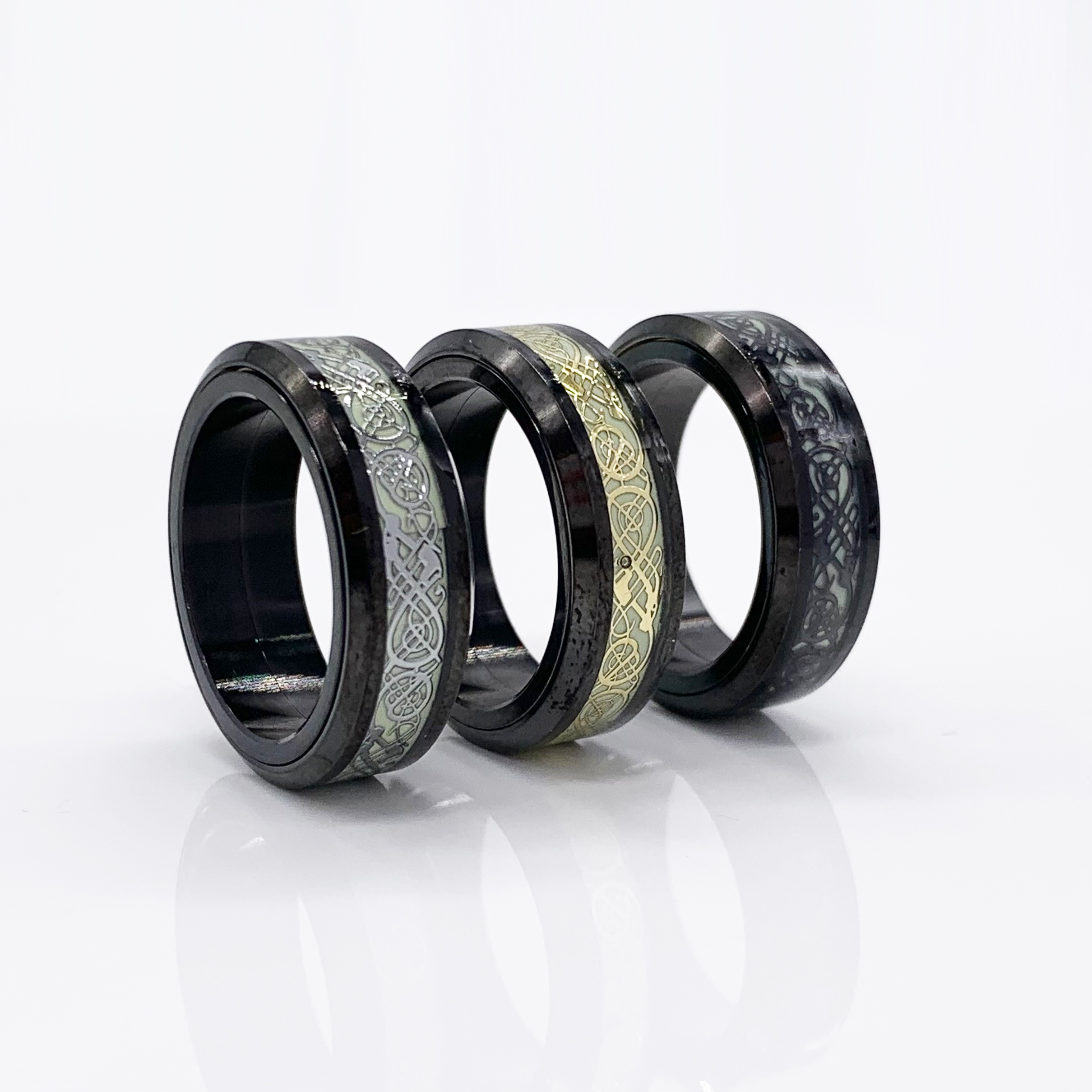 Glow Spinner Fidget Ring with Dragon Art