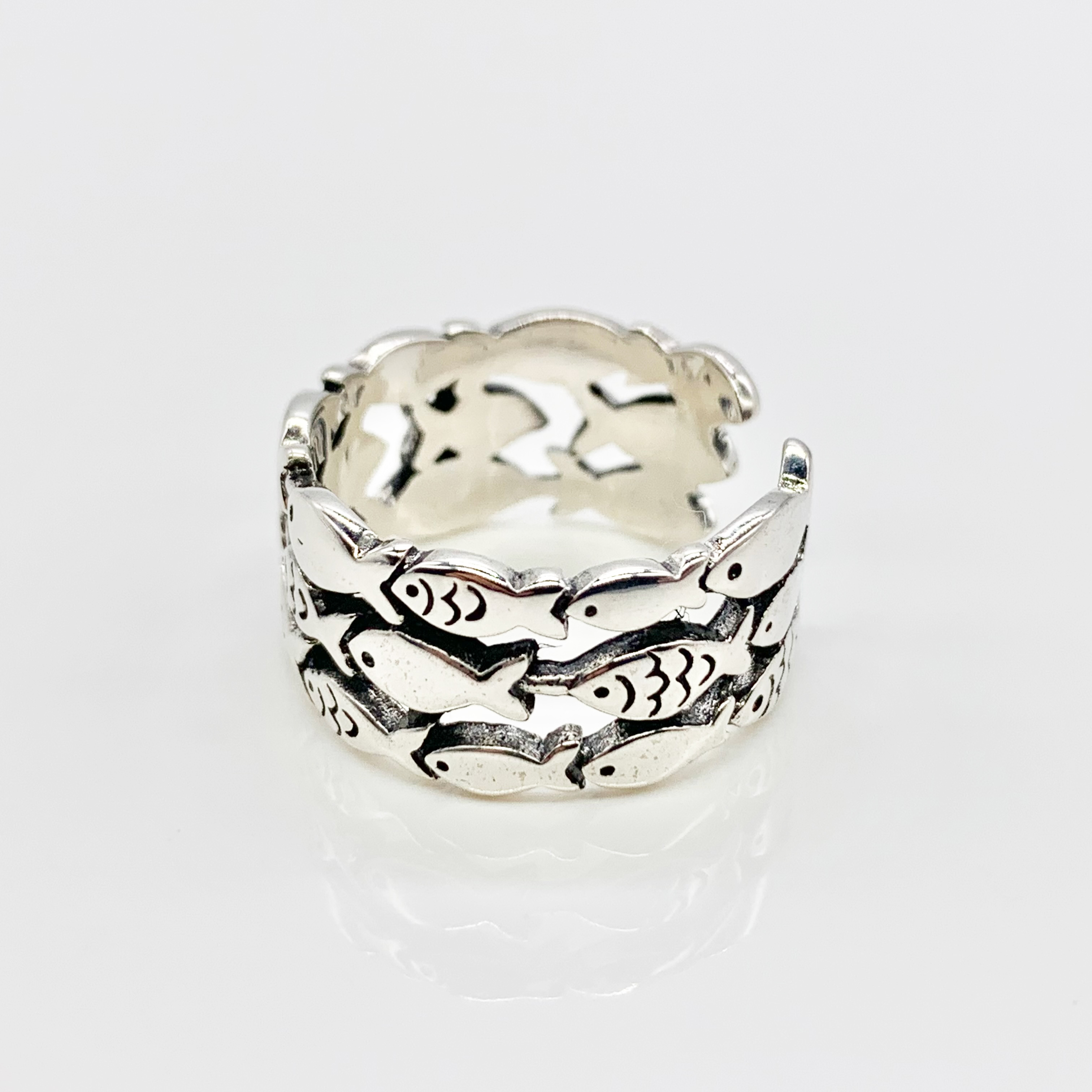 Fish Adjustable Ring-Premium Real Sterling Silver S925