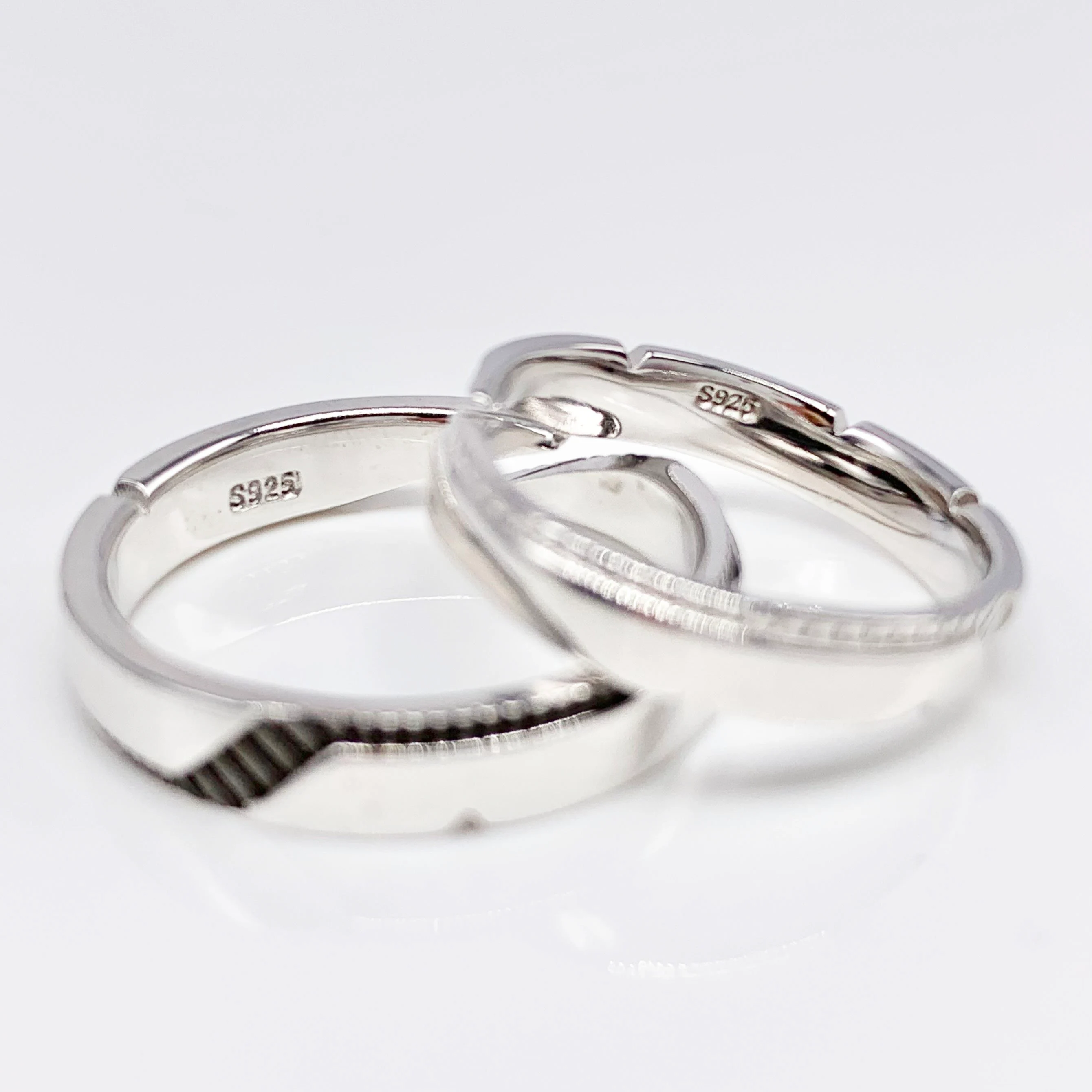 Set of 2 Adjustable couples Anniversary Rings, Real Silver S925