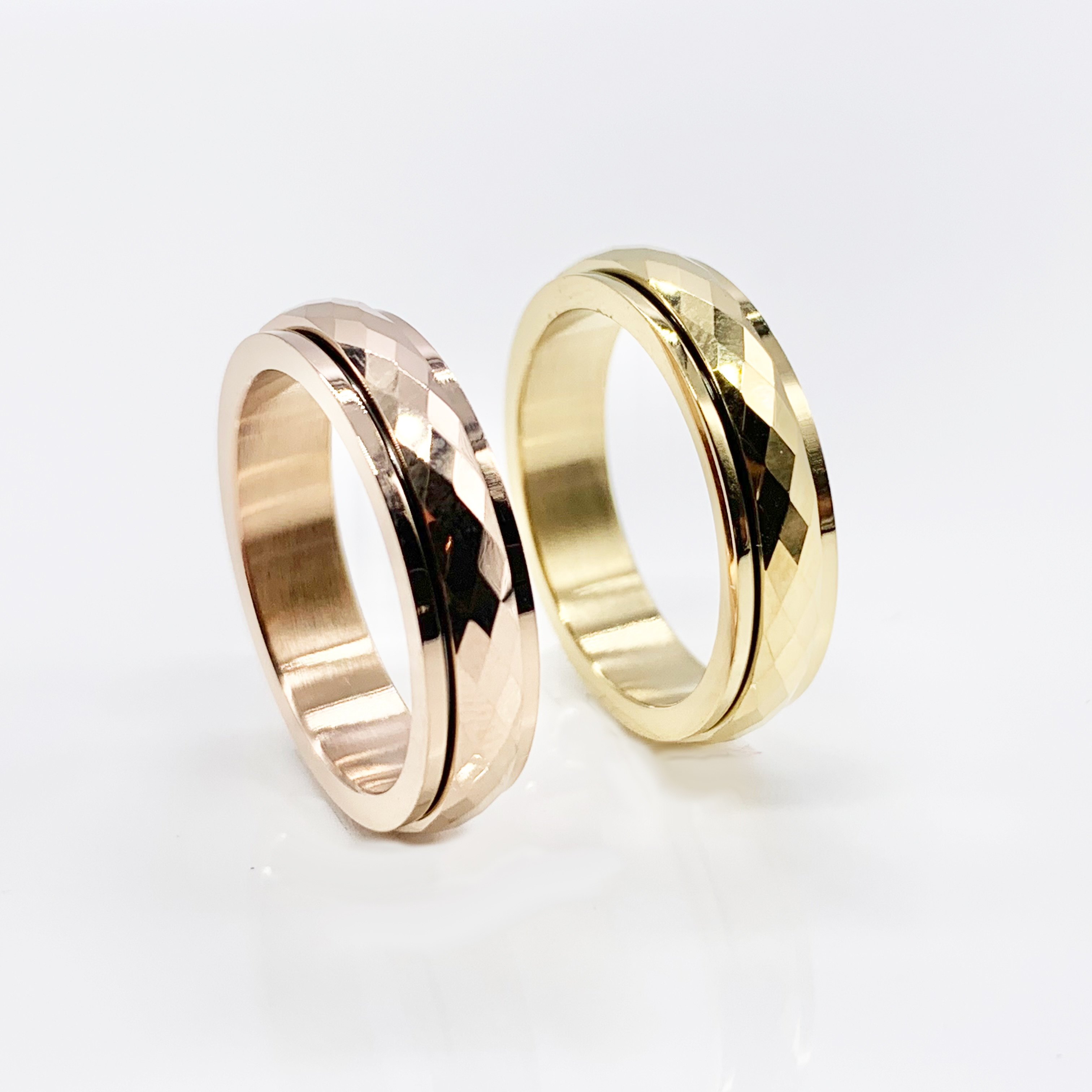 Tungsten Carbide Spinner Rose Gold/Gold Fidget Ring