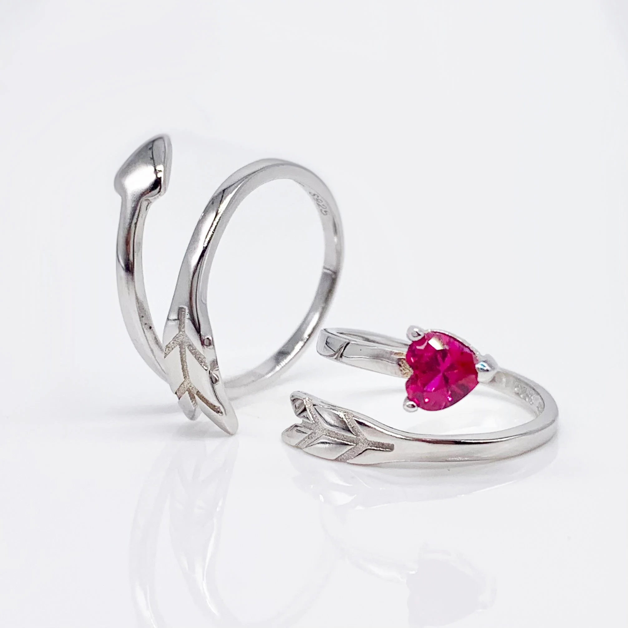 Love Arrow Adjustable couples Rings-Premium Real Silver S925