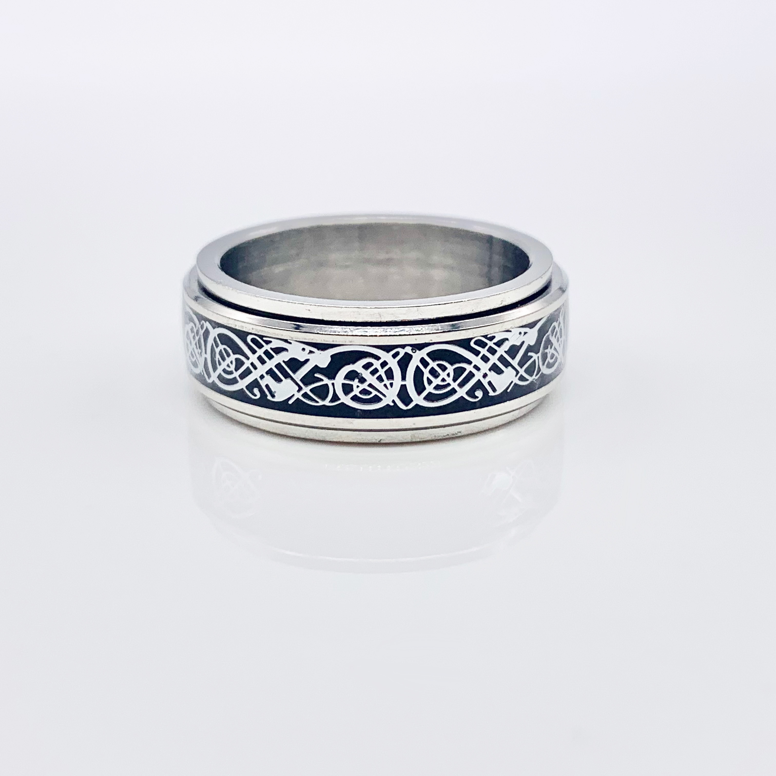  Dragon Art Stainless Steel Spinner Silver/black/Blue/Gold Fidget Ring