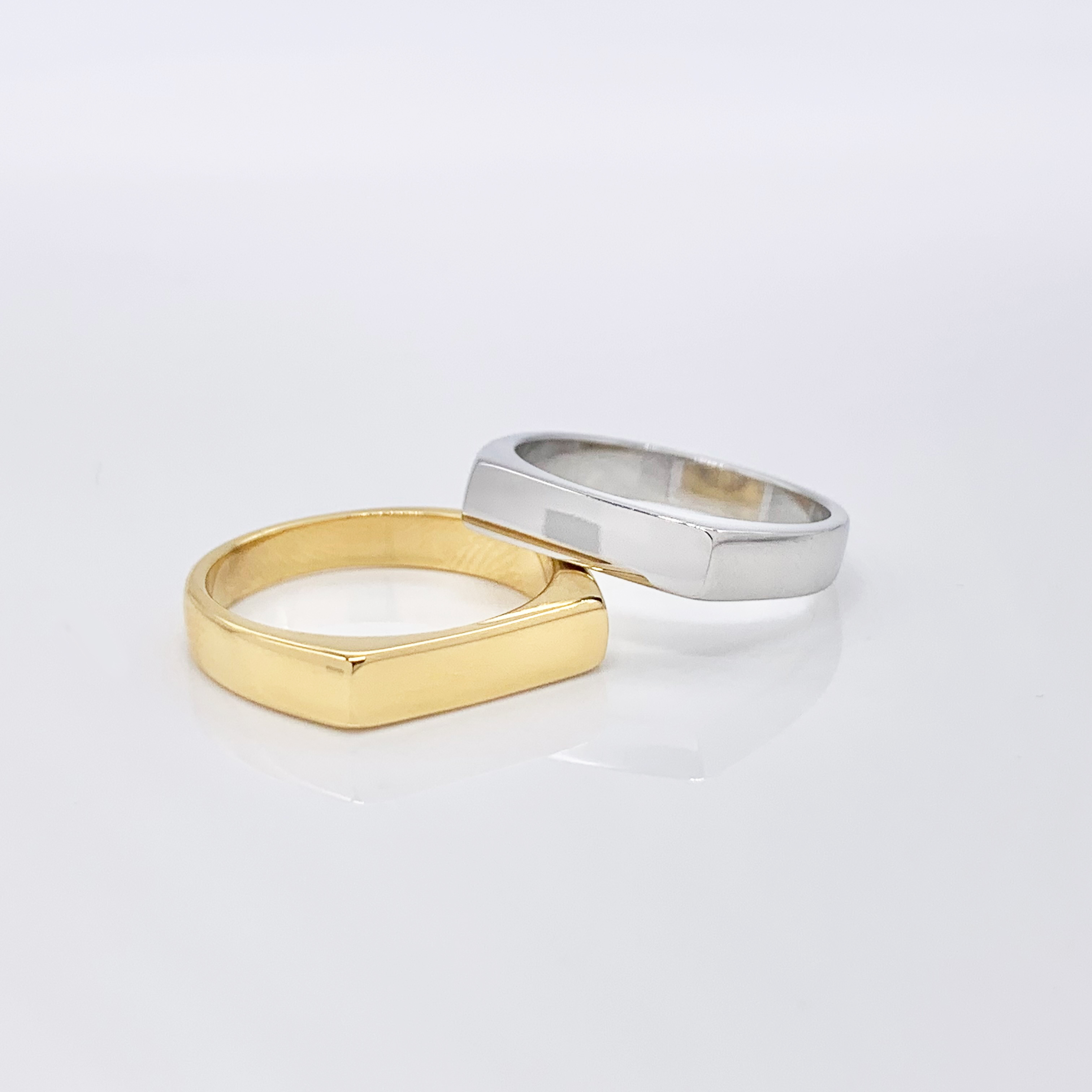 Rectangle Stainless Steel Gold/Silver Signet Pinky Ring