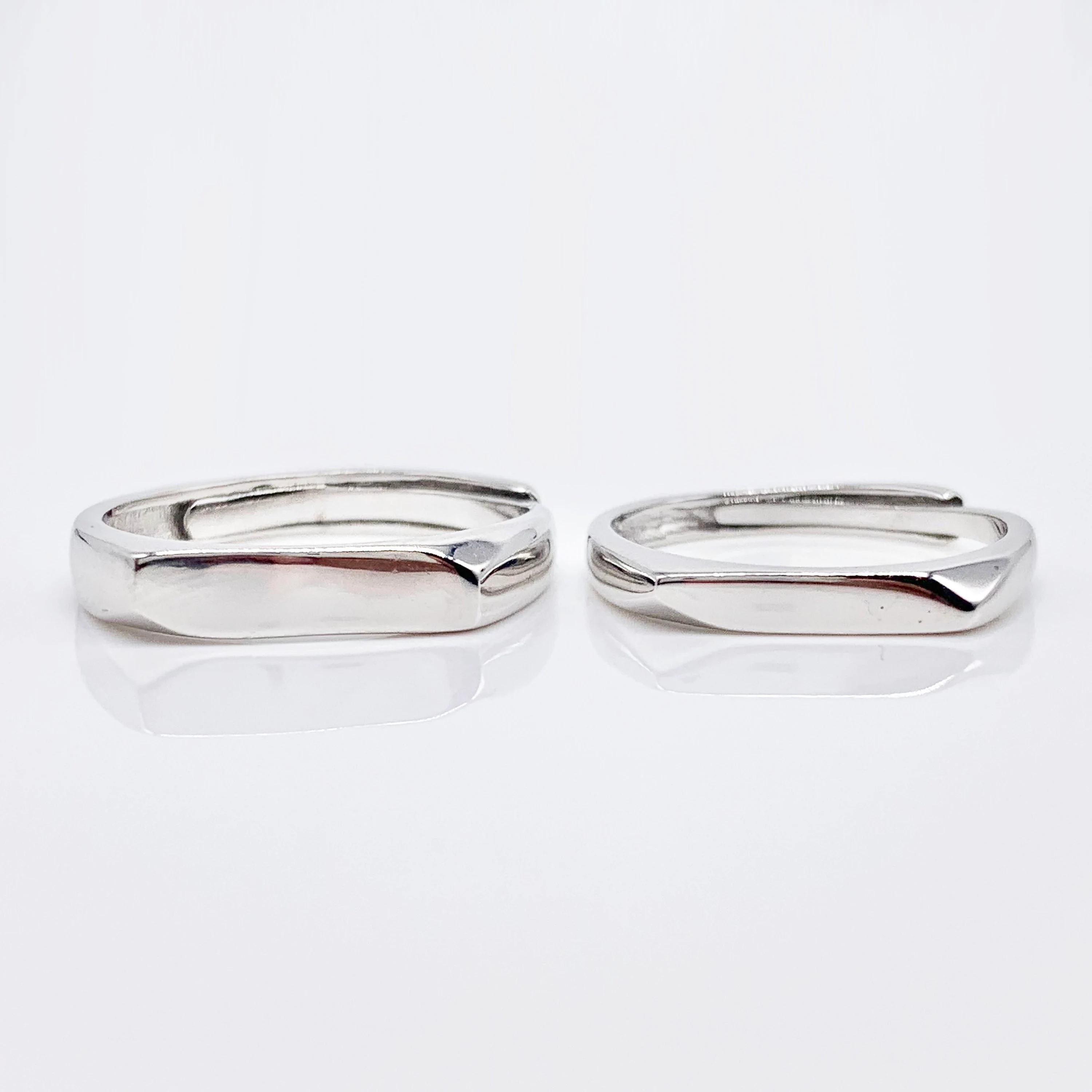 Simple Adjustable Couple Rings Set 100% Real Silver S925