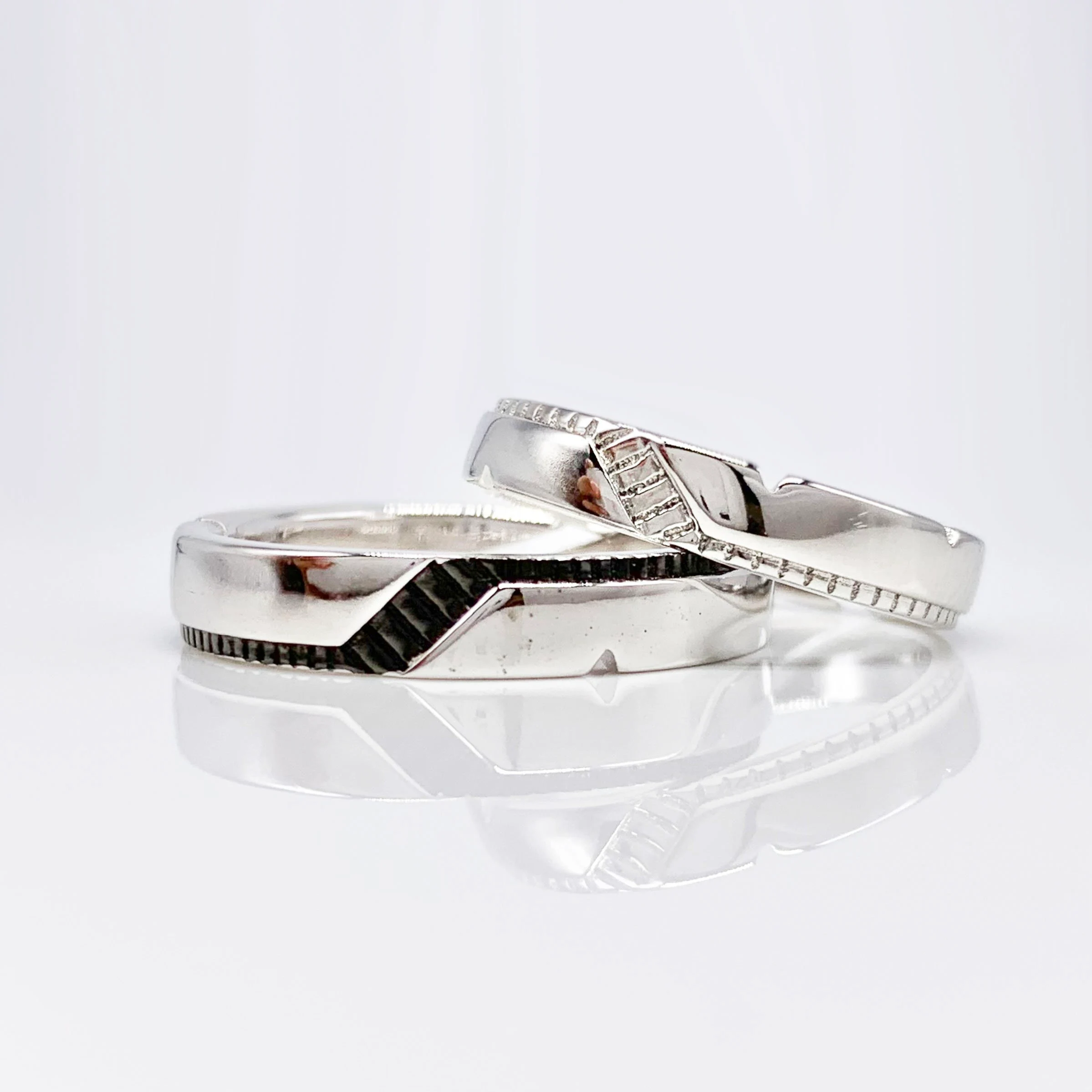 Set of 2 Adjustable couples Anniversary Rings, Real Silver S925