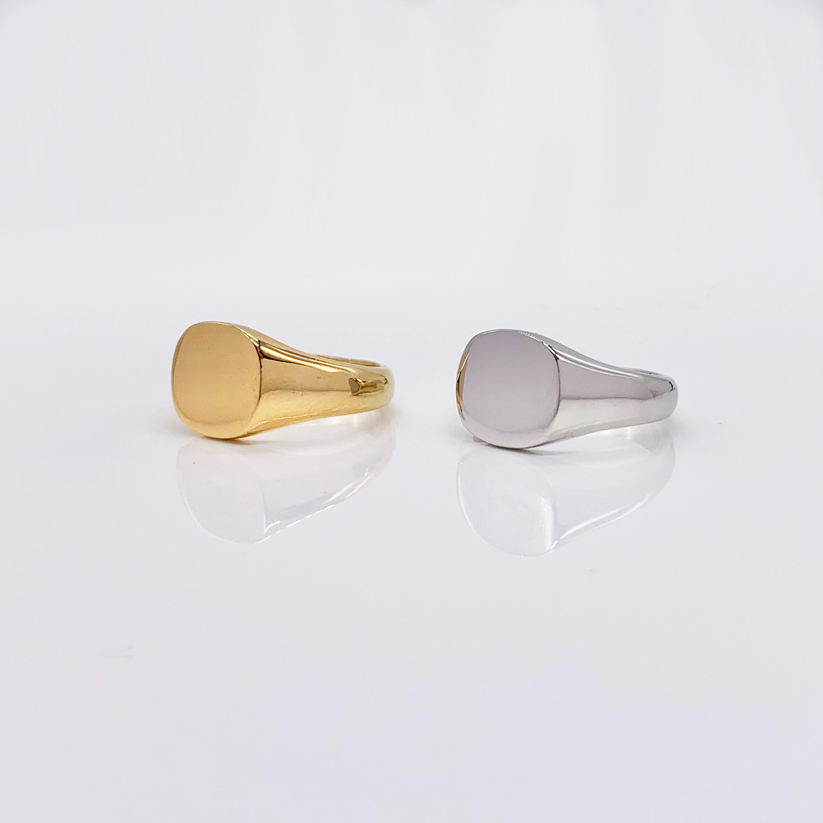 Round Stainless Steel Silver/Gold Signet Ring-Minimalist men and women Pinky Ring