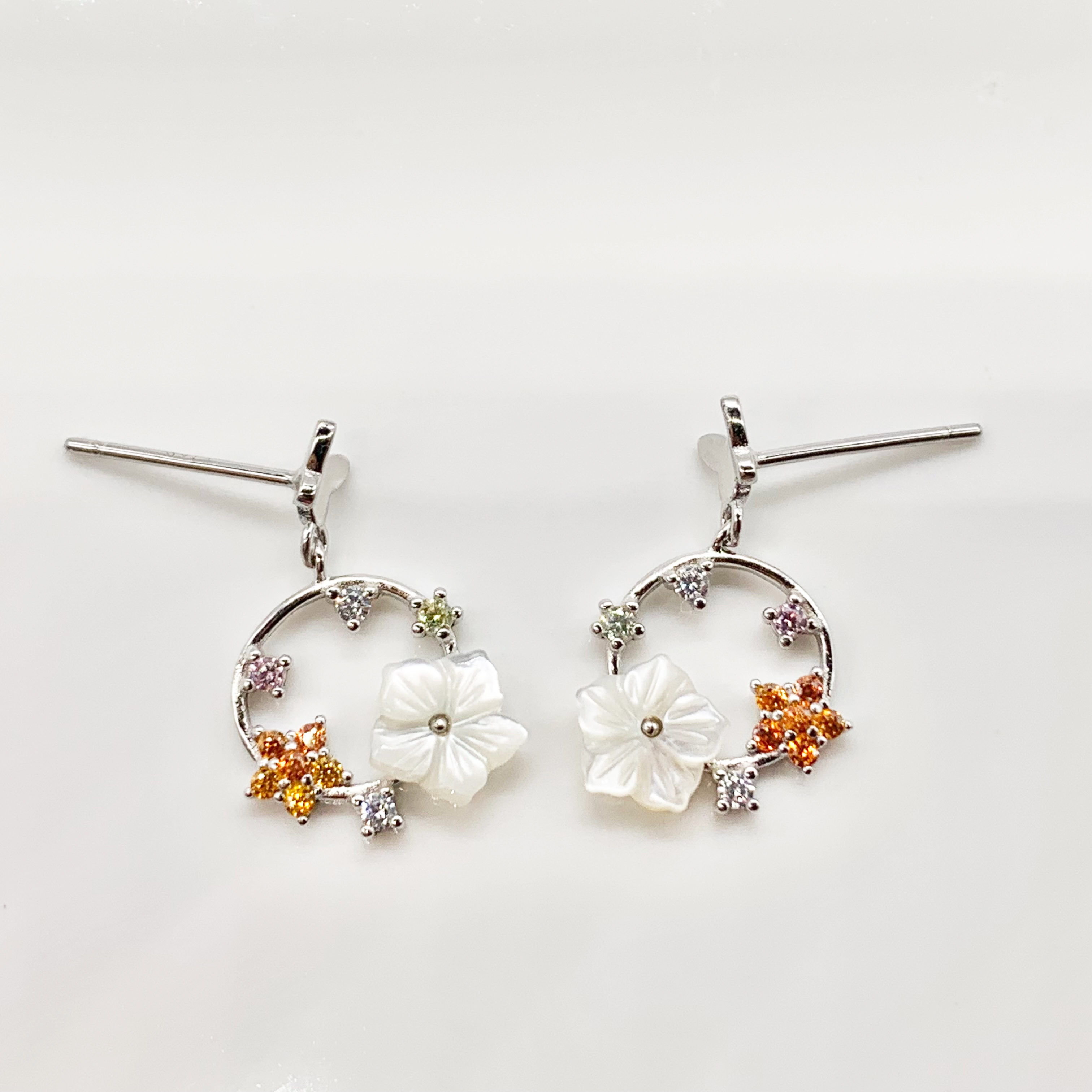 Flowers and Butterfly Design Earrings—Premium Real S925 Silver