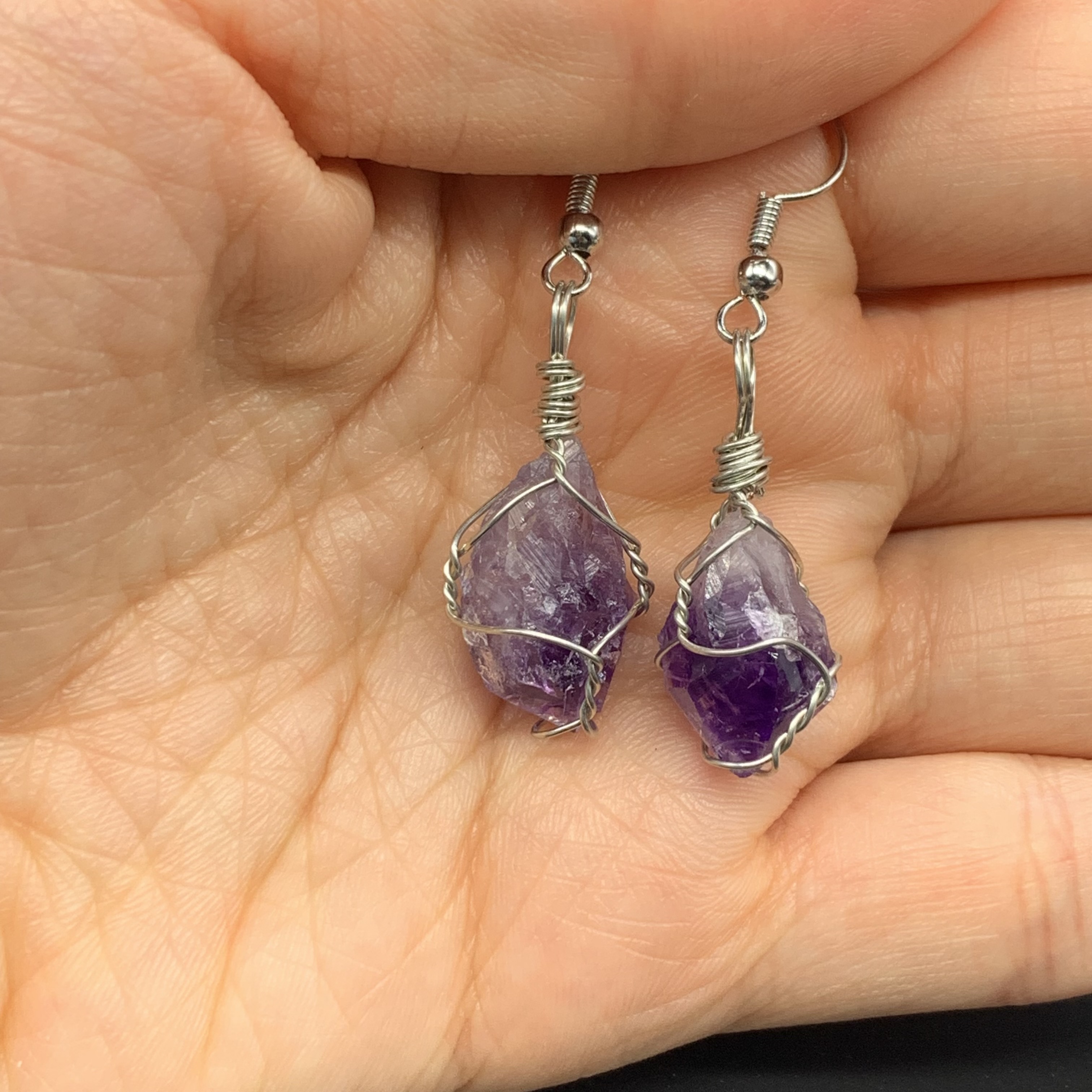 Raw Purple Amethyst-February Birthstone-Handmade Necklace and Earring