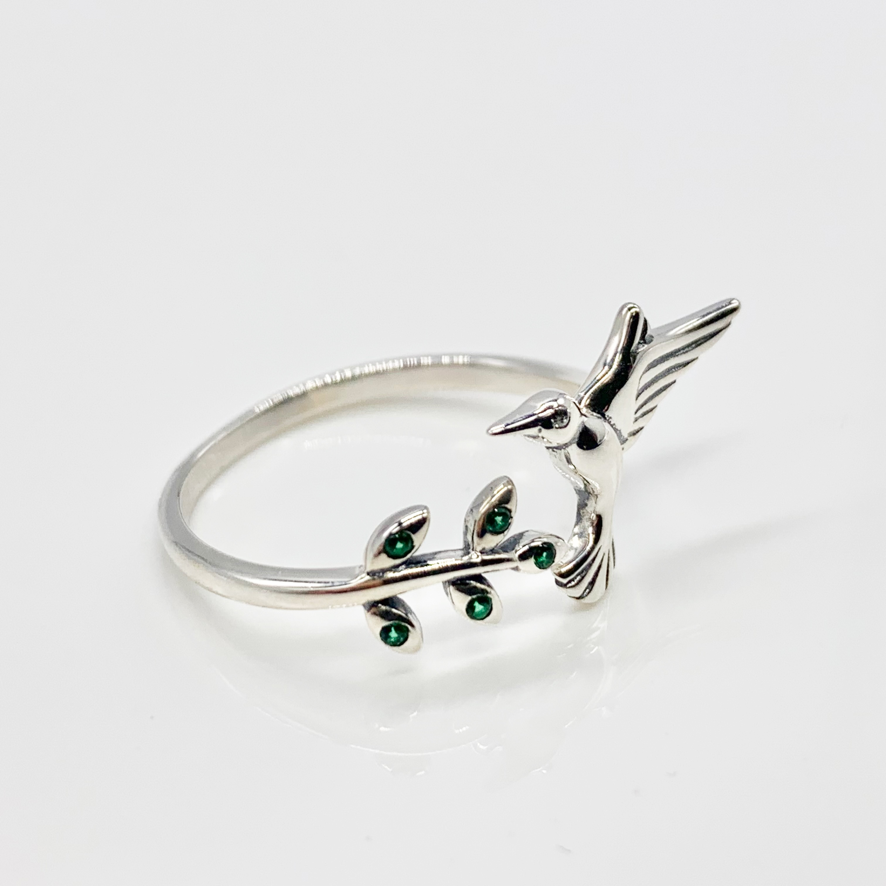 Hummingbird leaves adjustable Ring-Premium Real S925 Sterling Silver