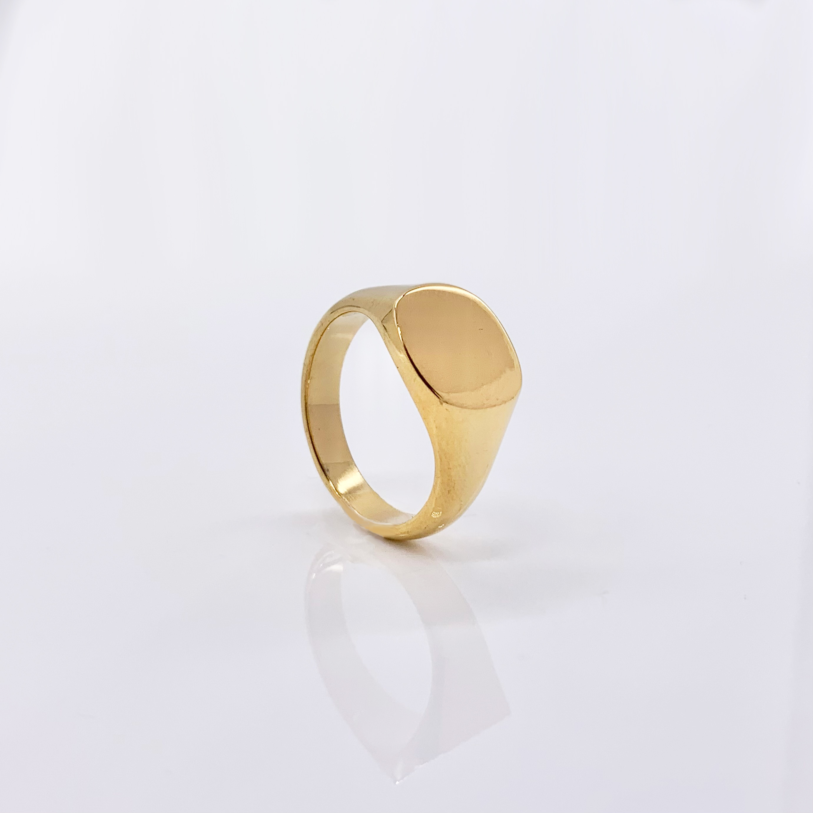 Round Stainless Steel Silver/Gold Signet Ring-Minimalist men and women Pinky Ring