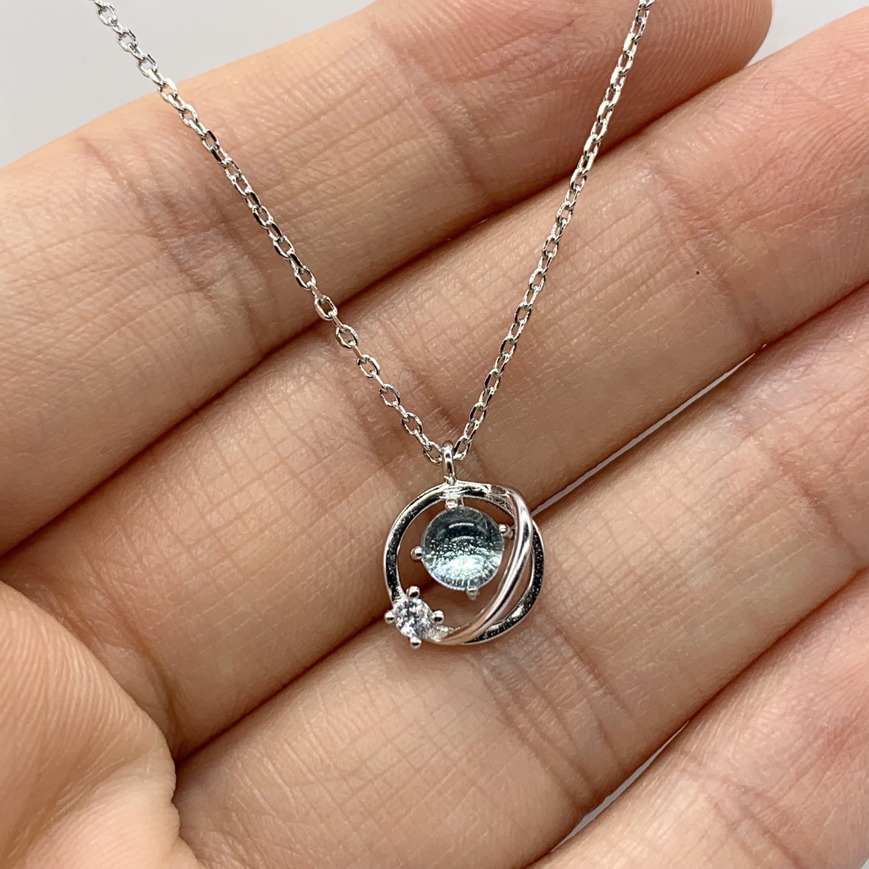 Saturn Planet Out of space Necklace-Premium Real Silver S925