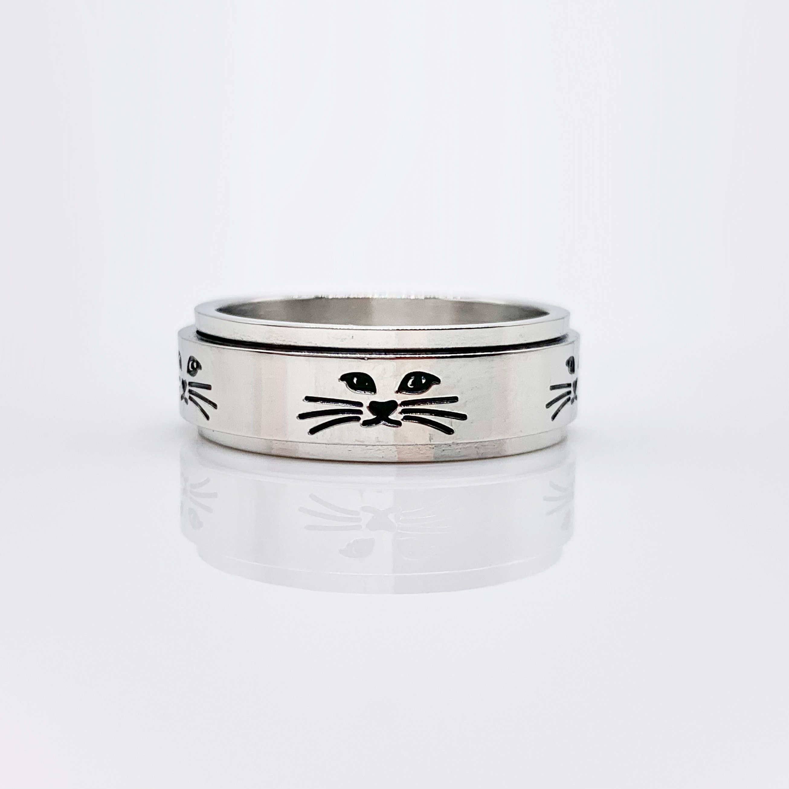 Cat Stainless Steel Spinner fidget Ring For Cats Lovers 