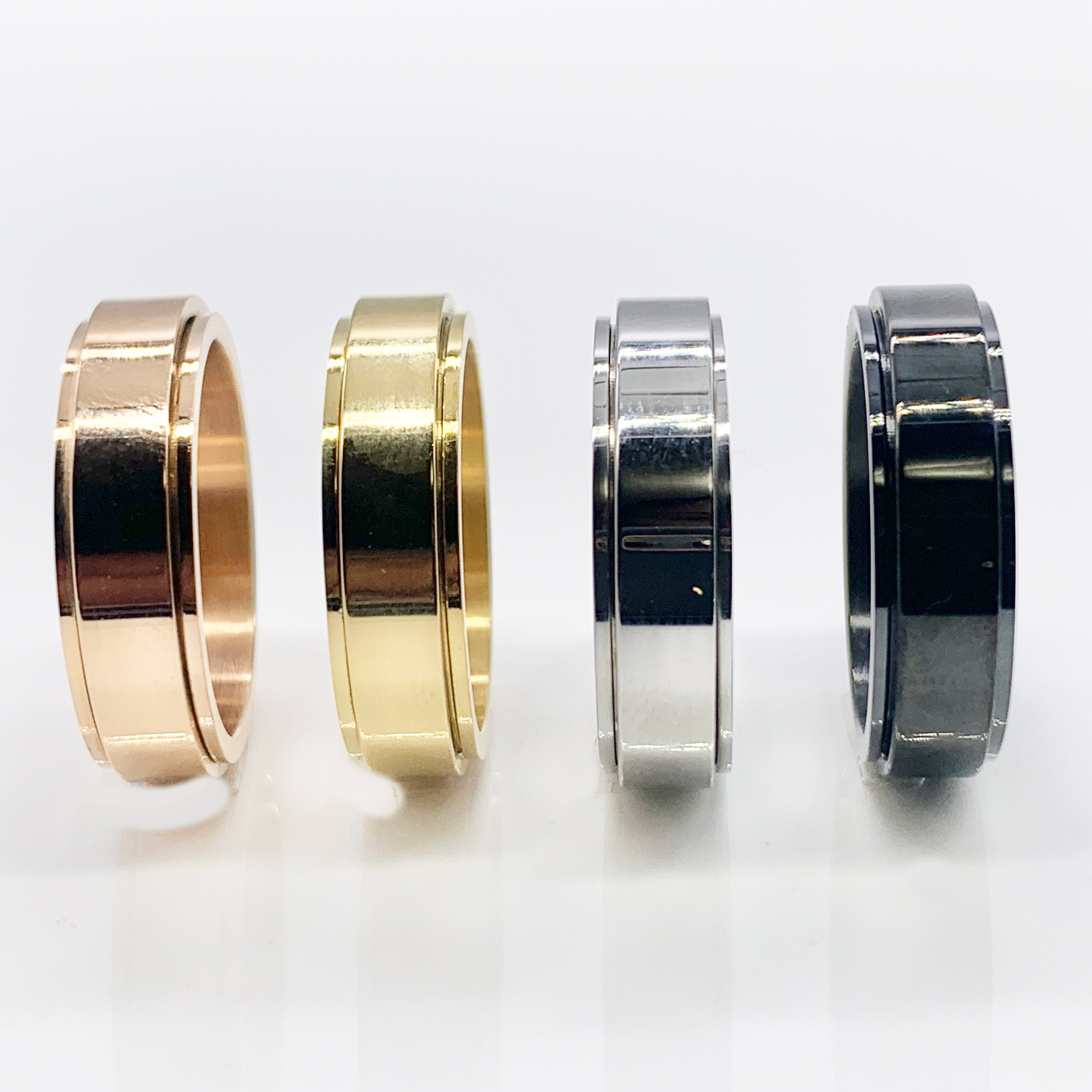 Smooth Titanium Steel Spinner Rose Gold/Silver/Gold/Black Fidget Ring