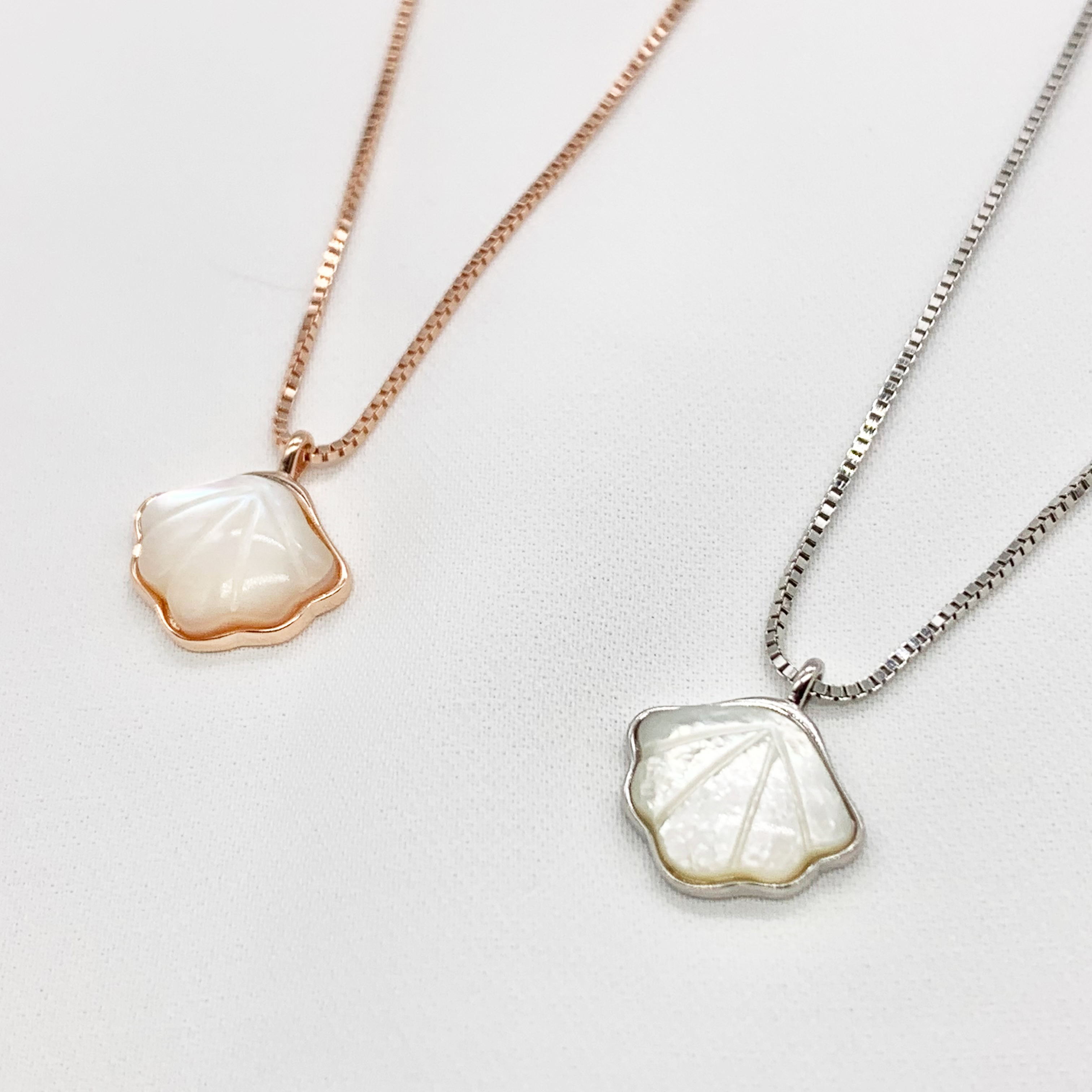 Sea Shell Necklace Silver/Rose Gold - Premium Real Silver S925